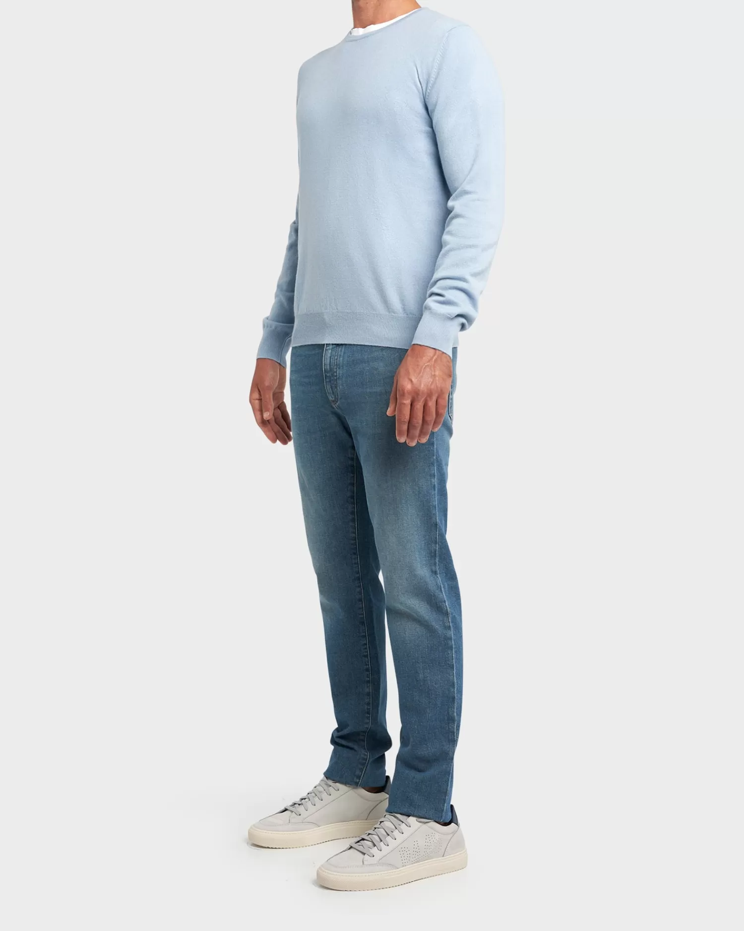 Gran Sasso Light Blue Cashmere Crew Neck Sweater^ Knitwear