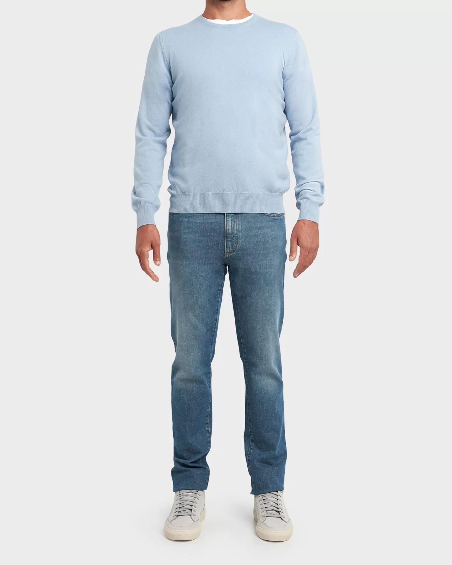 Gran Sasso Light Blue Cashmere Crew Neck Sweater^ Knitwear