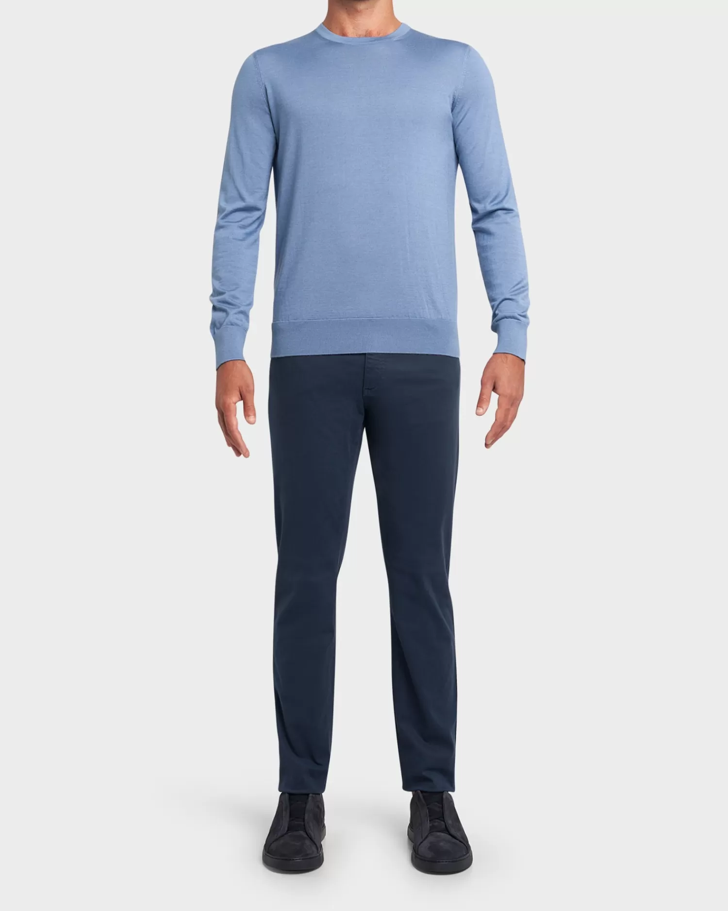 Zegna Light Blue Cashseta Crewneck Sweater^ Knitwear