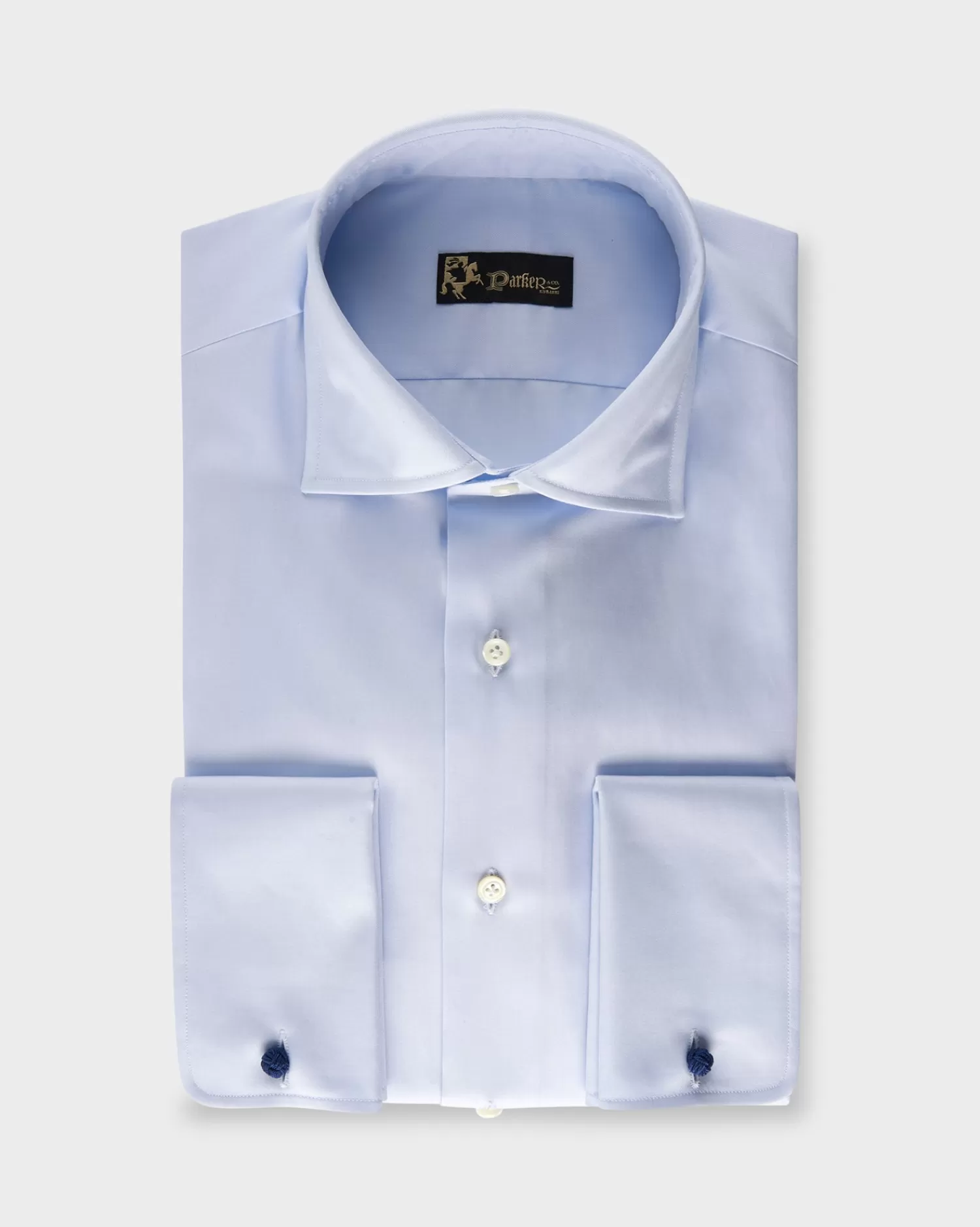 * Light Blue Cotton French Cuff Shirt^ Business Shirts