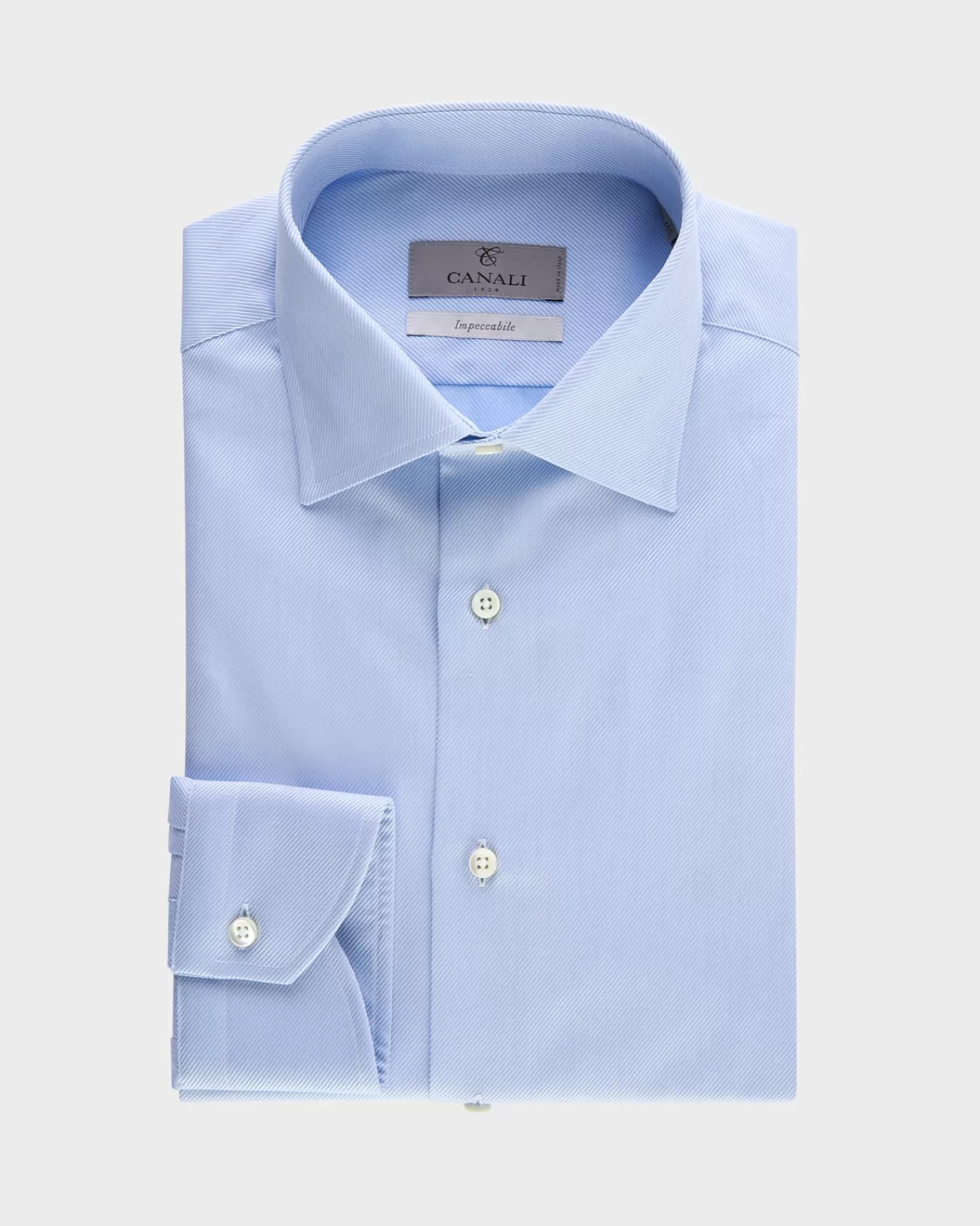 Canali Light Blue Cotton Twill Modern Fit Shirt^ Business Shirts