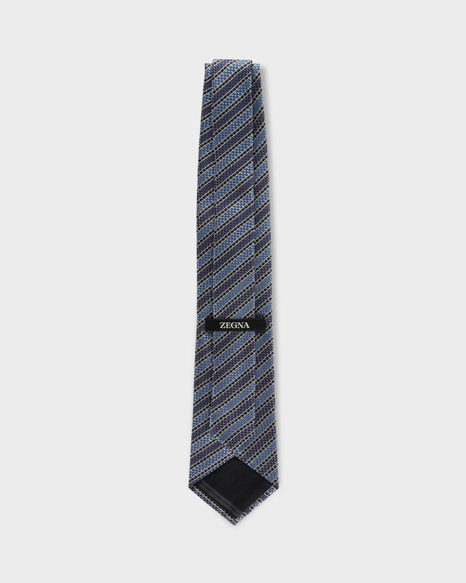 Zegna Light Blue Diagonal Pattern Silk Tie^ Ties