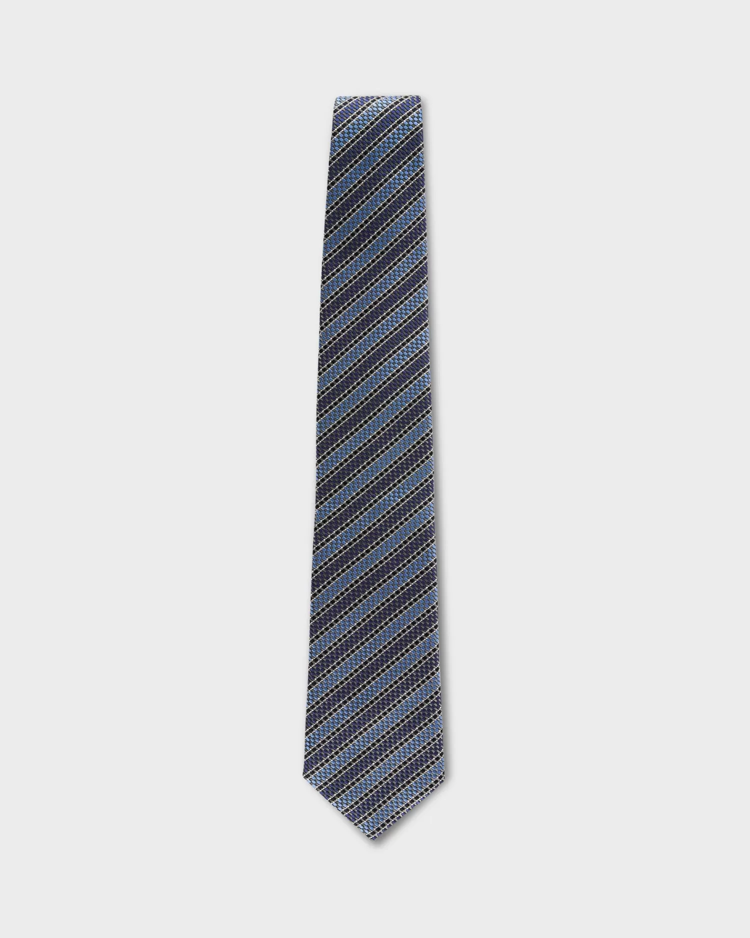 Zegna Light Blue Diagonal Pattern Silk Tie^ Ties