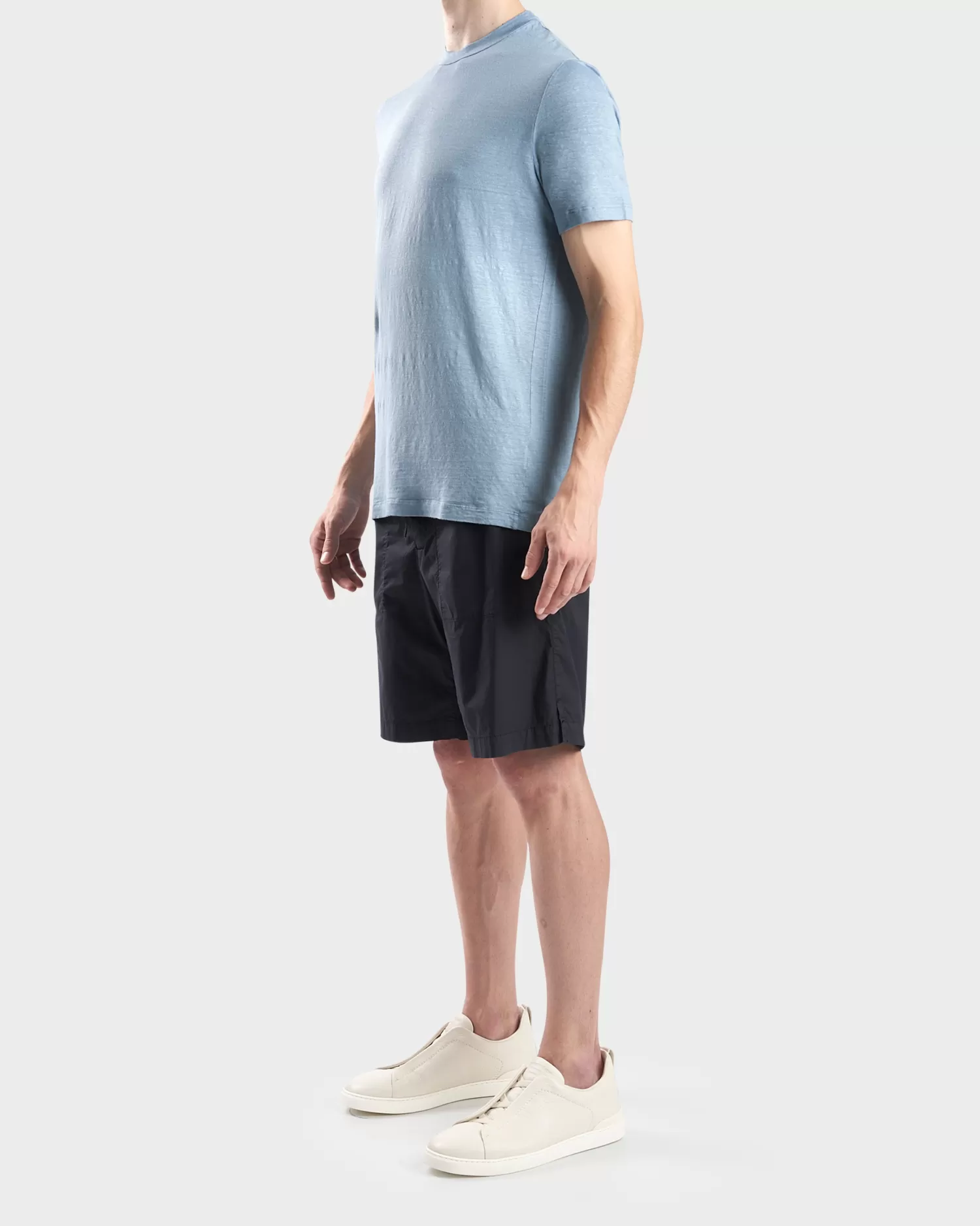 Altea Light Blue Linen Elastan T-Shirt^ T-Shirts