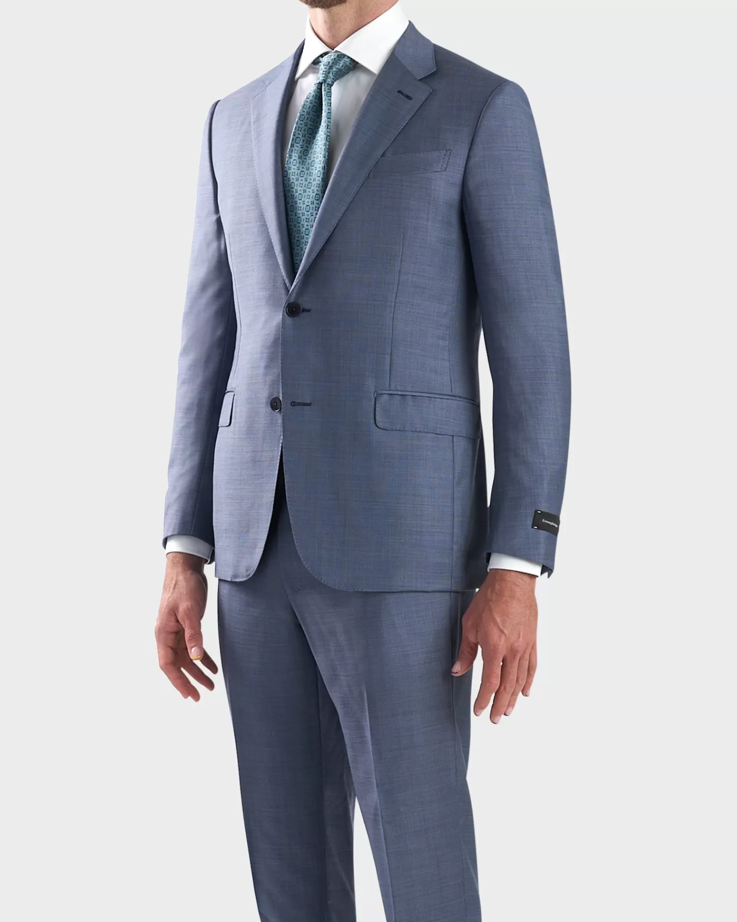 Ermenegildo Zegna Light Blue Micro Houndstooth Milano Wool Suit^ Suiting