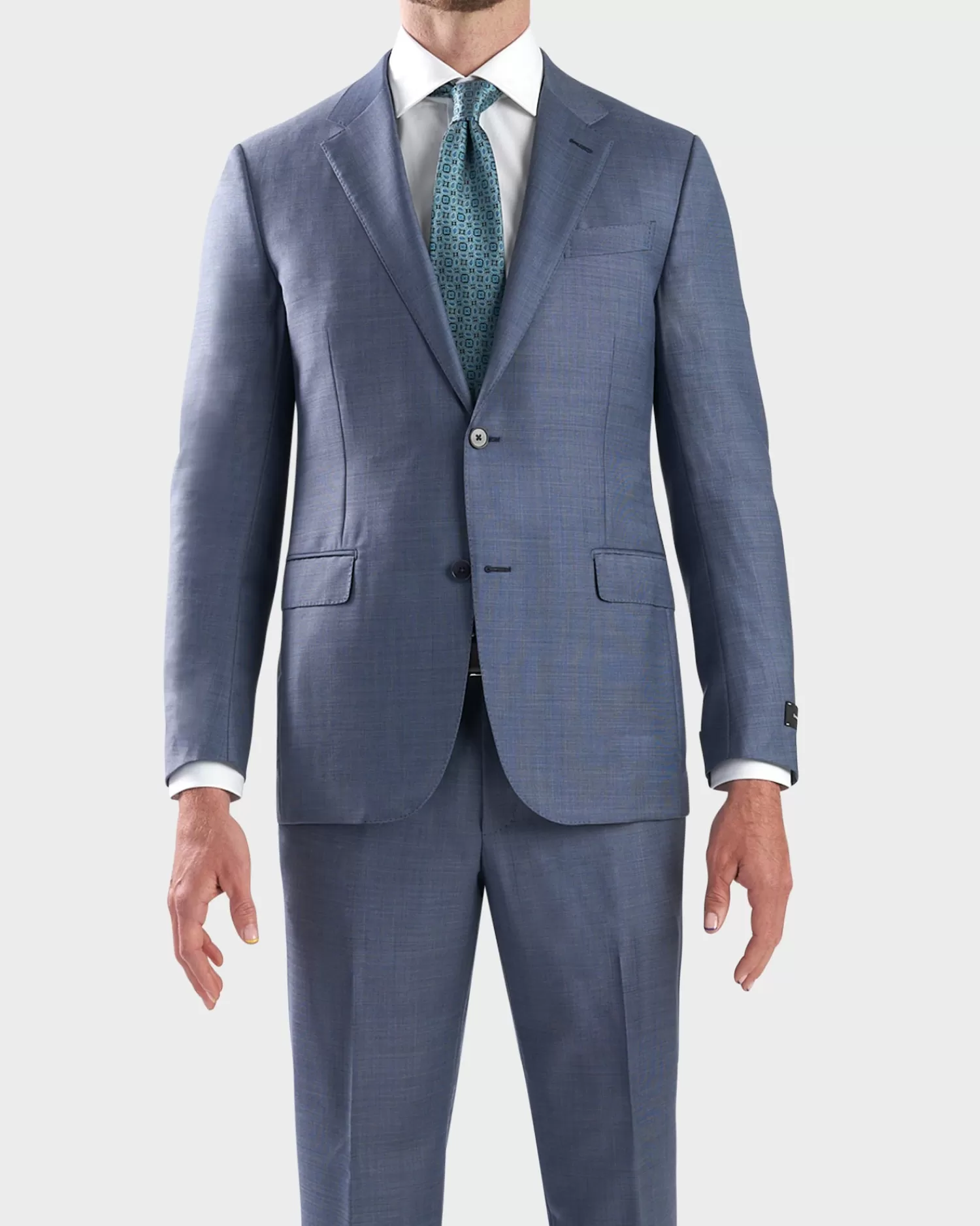 Ermenegildo Zegna Light Blue Micro Houndstooth Milano Wool Suit^ Suiting