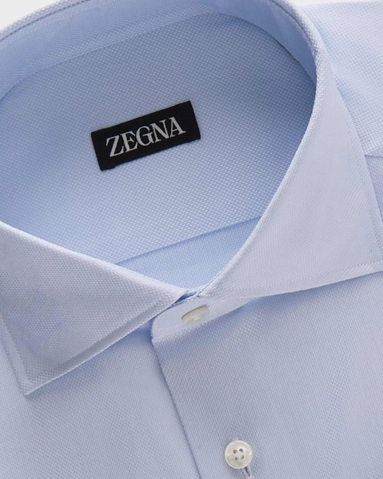 Zegna Light Blue Micro Texture French Cuff Cotton Shirt^ Business Shirts