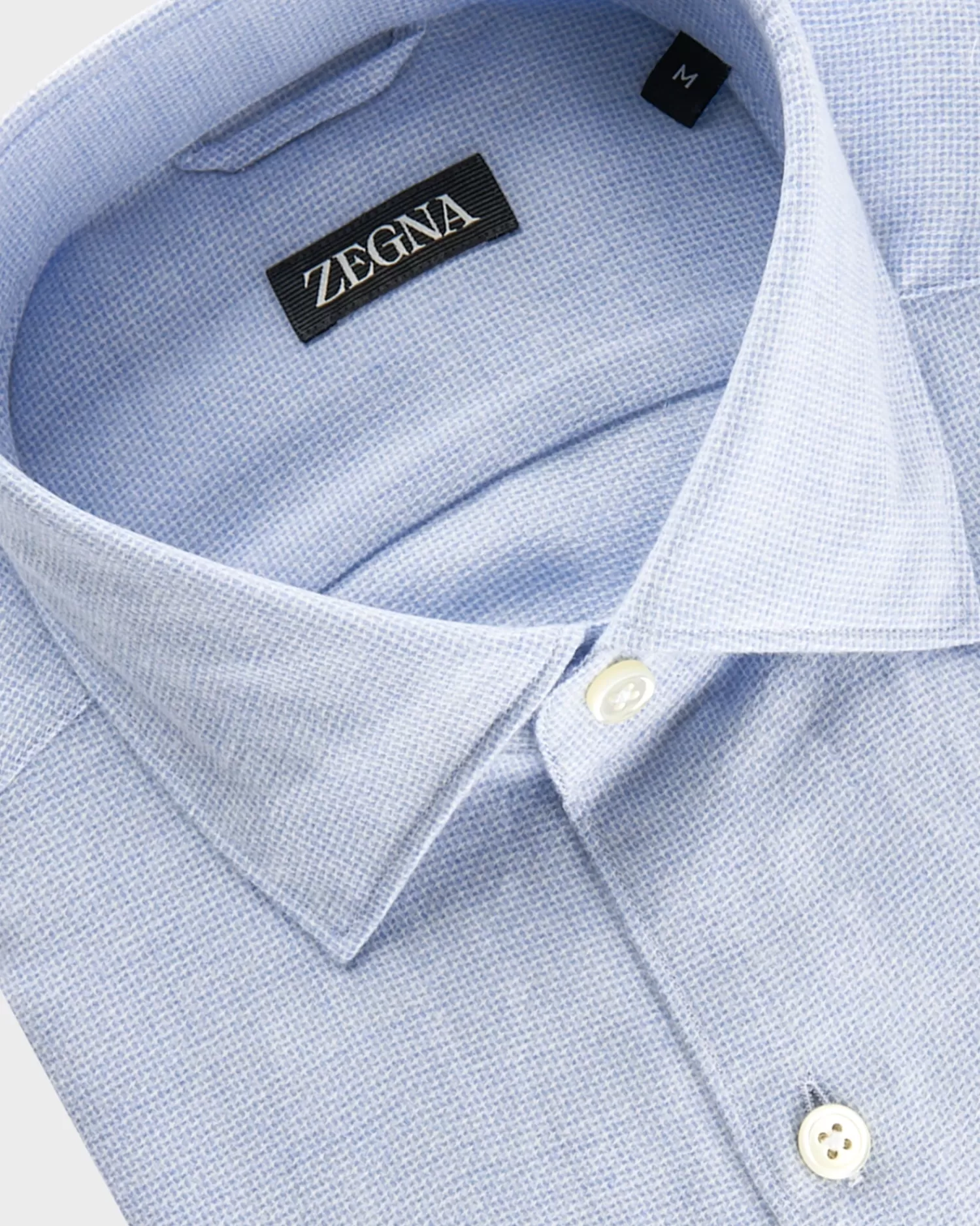 Zegna Light Blue Microstructure Cotton Shirt^ Casual Shirts