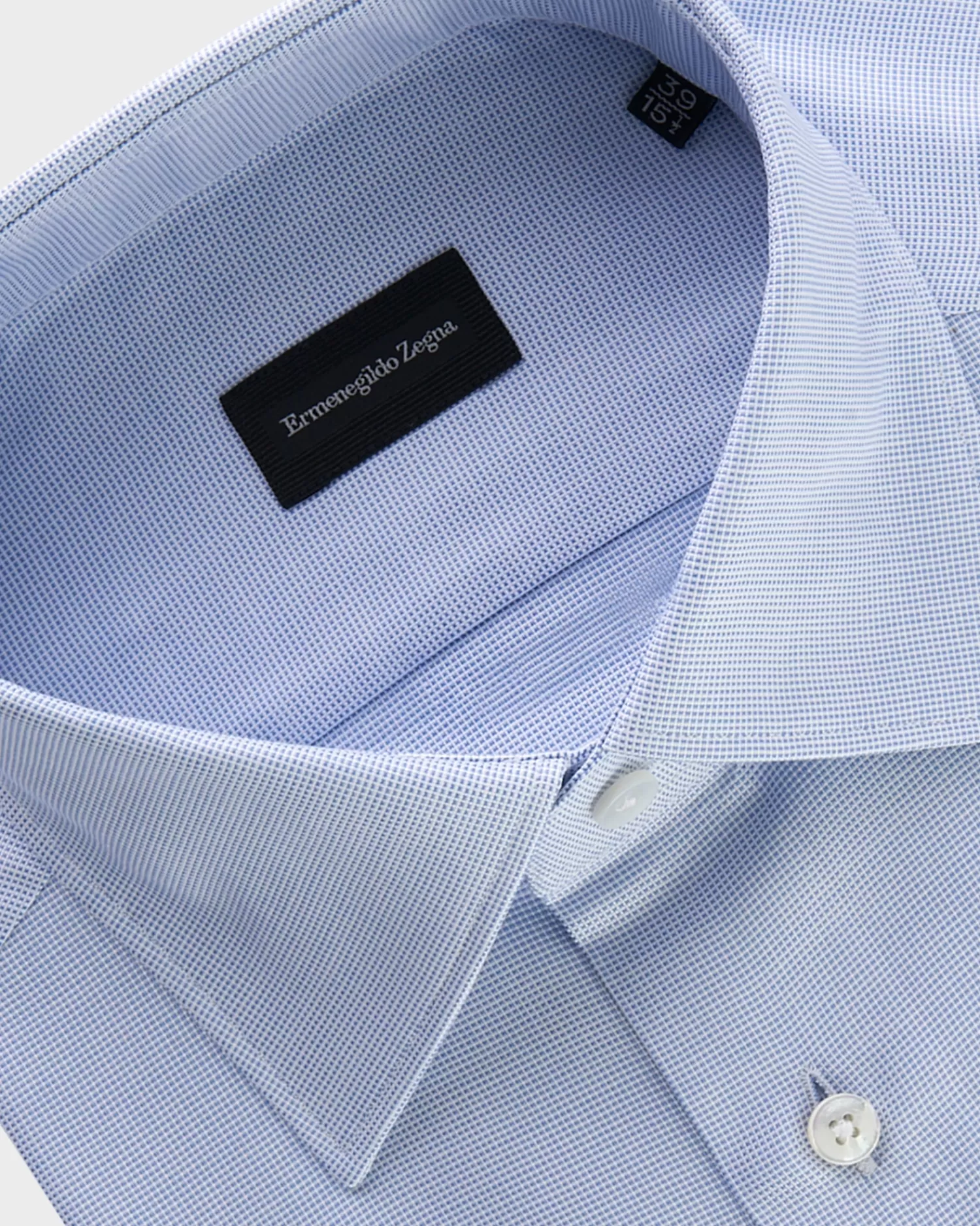 Ermenegildo Zegna Light Blue Microtexture Milano Cotton Shirt^ Business Shirts