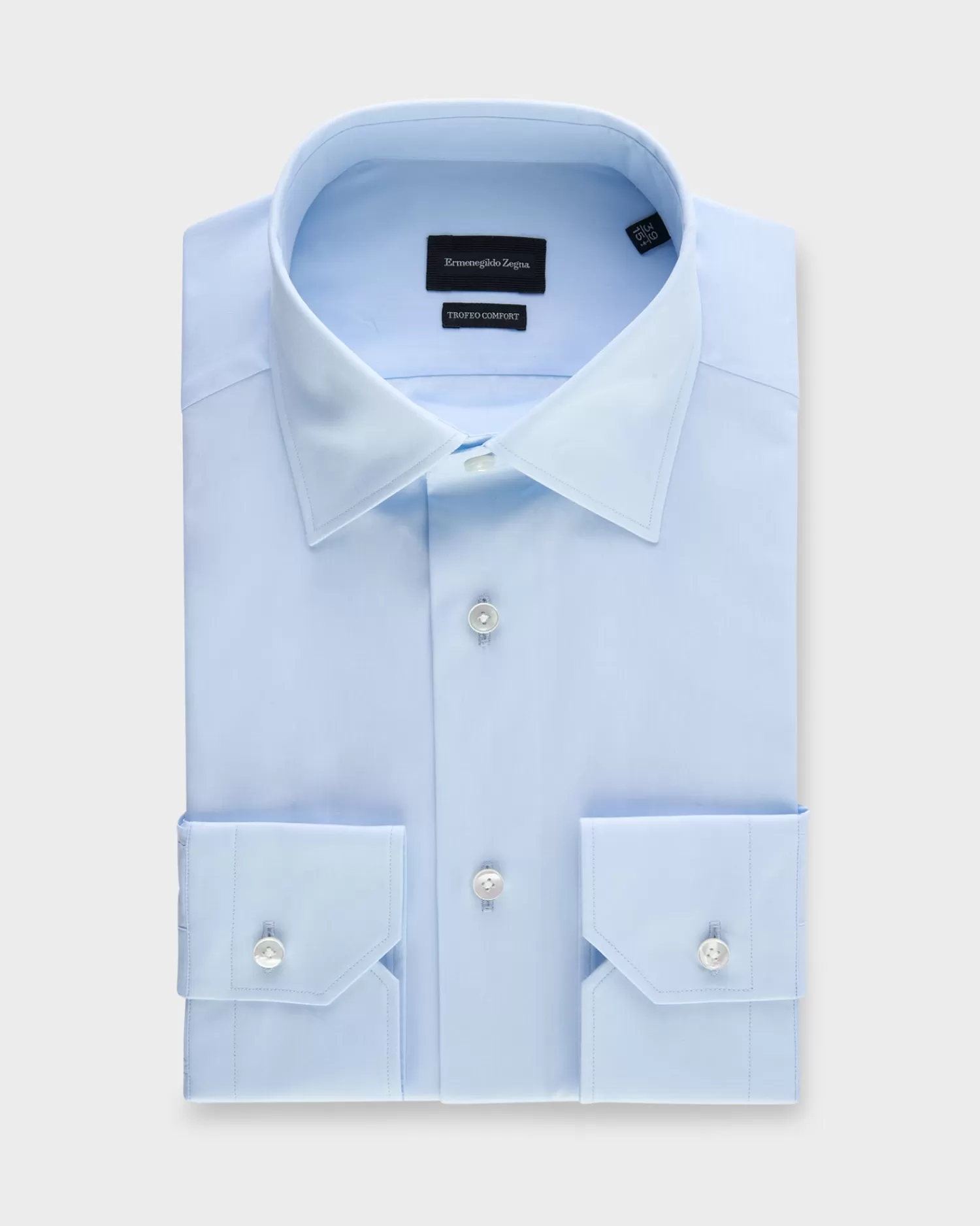 Ermenegildo Zegna Light Blue Trofeo Comfort Cotton Shirt^ Business Shirts