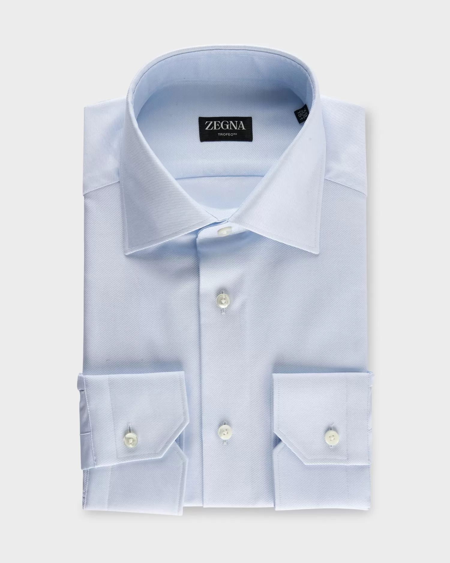 Zegna Light Blue Twill Trofeo Cotton Shirt^ Business Shirts