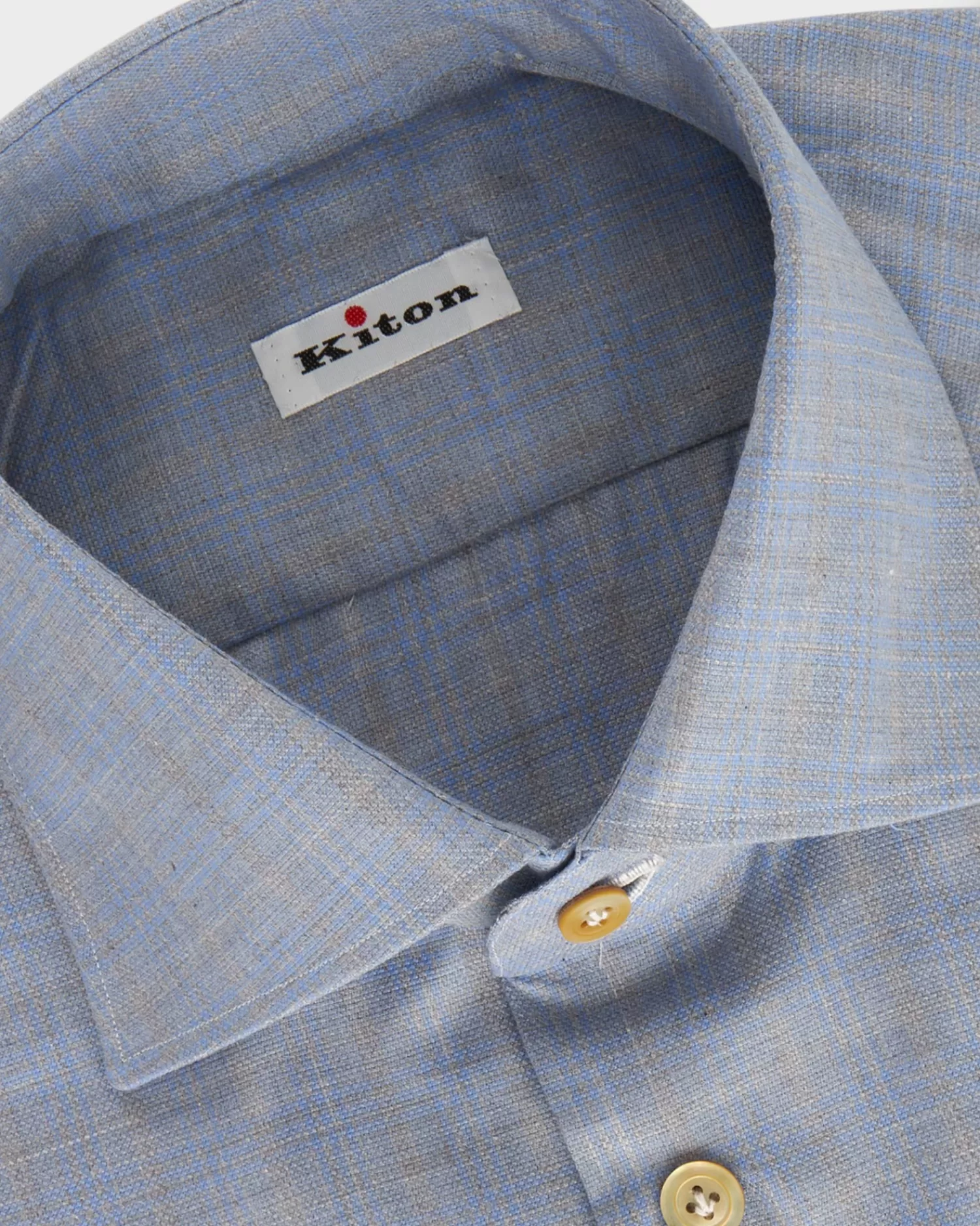 Kiton Light Blue With Grey Overcheck Shirt^ Casual Shirts