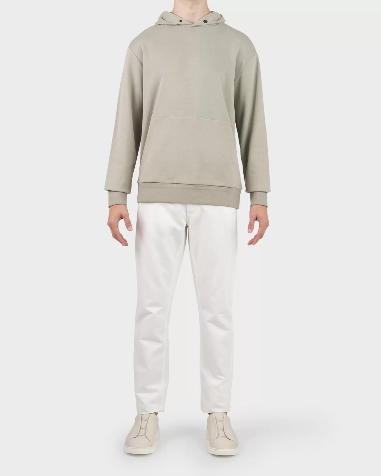 Zegna Light Grey Cotton Cashmere Hoodie^ Sweatshirts And Hoodies