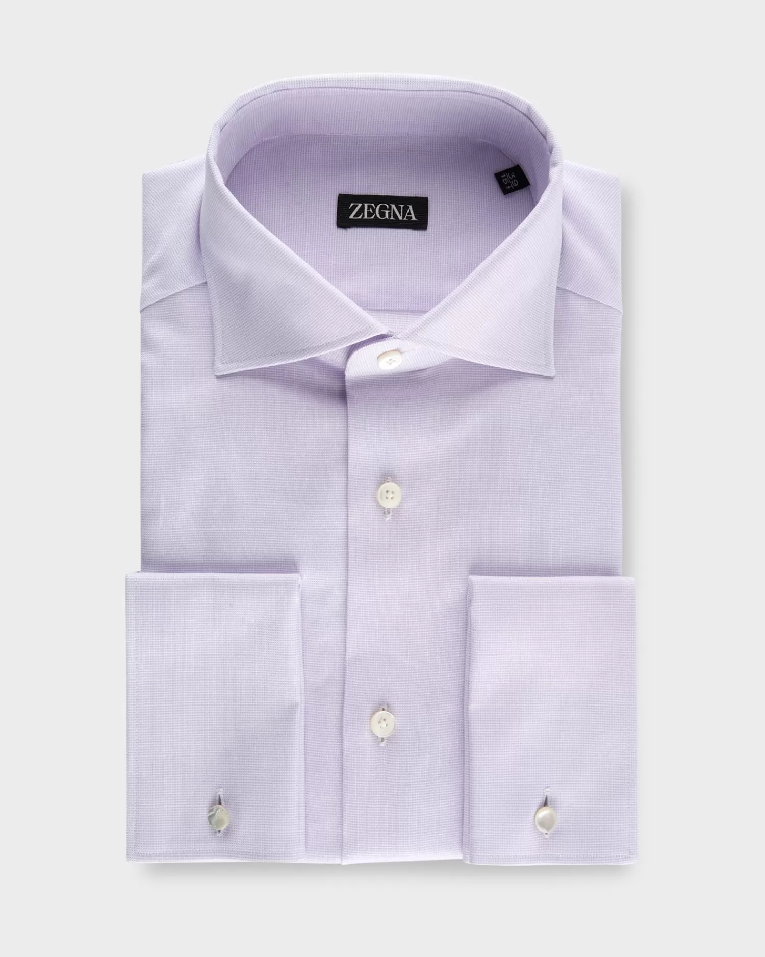 Zegna Lilac Micro Weave French Cuff Cotton Shirt^ Business Shirts