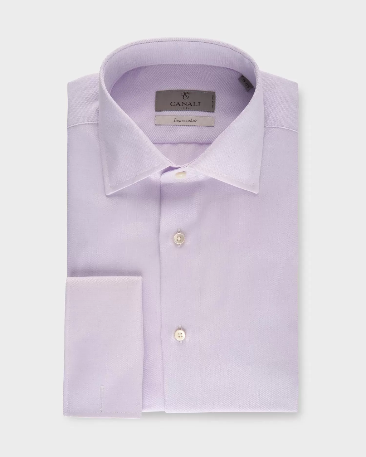 Canali Lilac Microtexture French Cuff Cotton Shirt^ Business Shirts