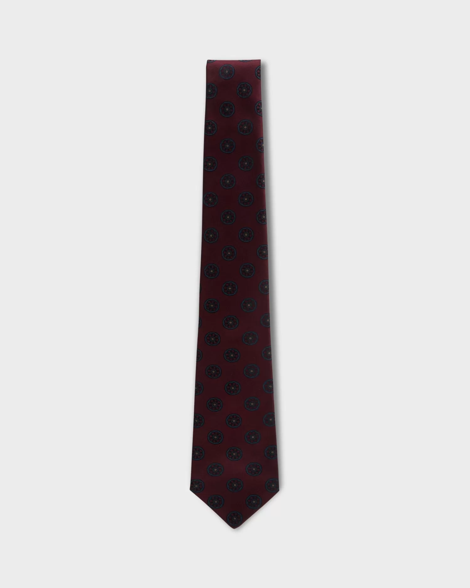 Kiton Maroon And Midnight Pattern Silk Tie^ Ties