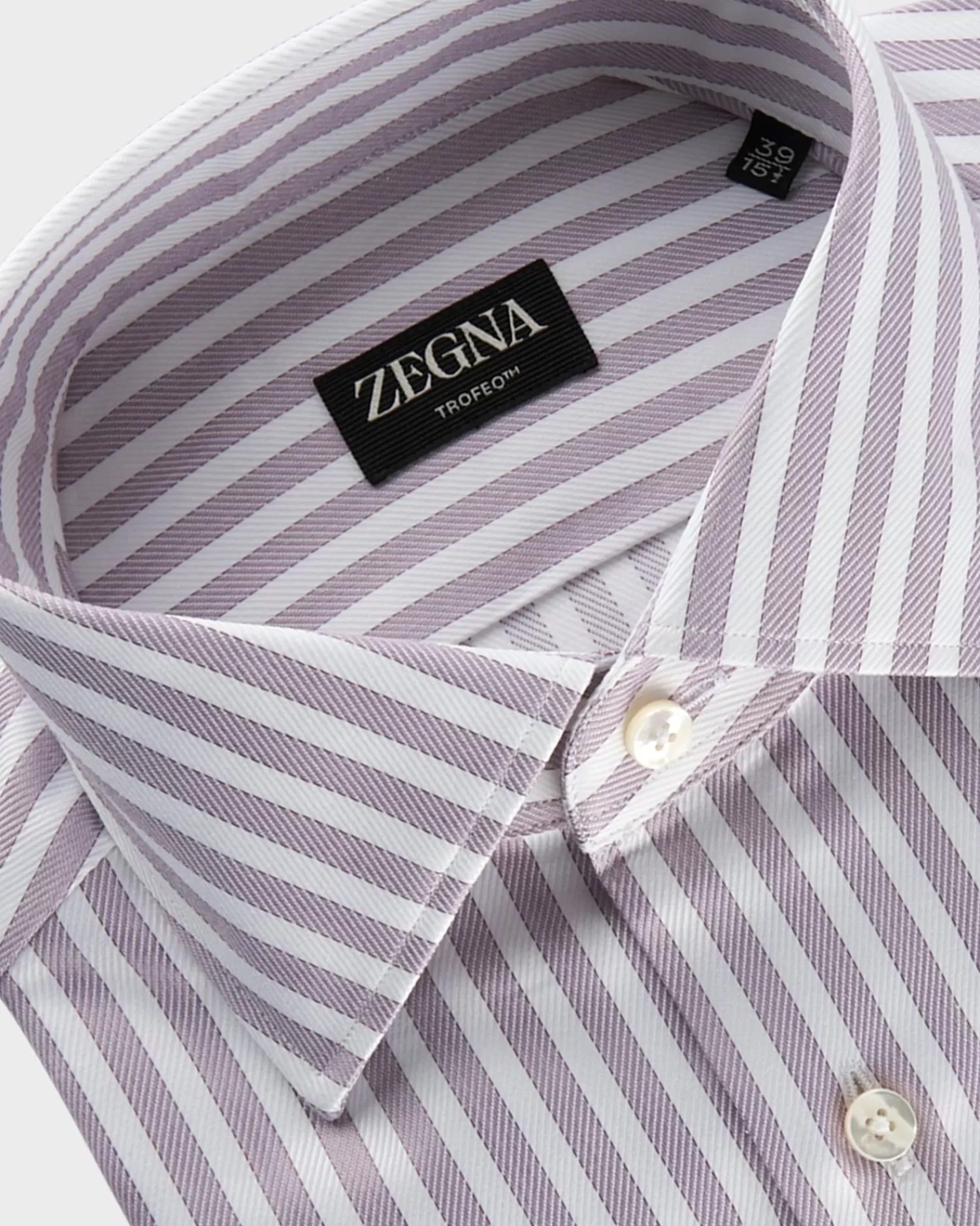 Zegna Mauve And White Solid Stripe Trofeo Cotton Twill Shirt^ Business Shirts