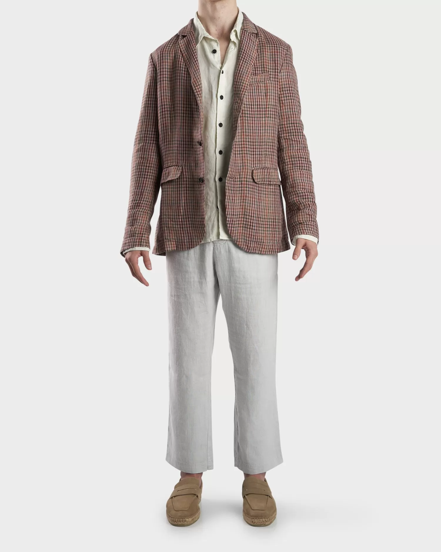 Hannes Roether Mauve Check Linen Jacket^ Coats And Jackets