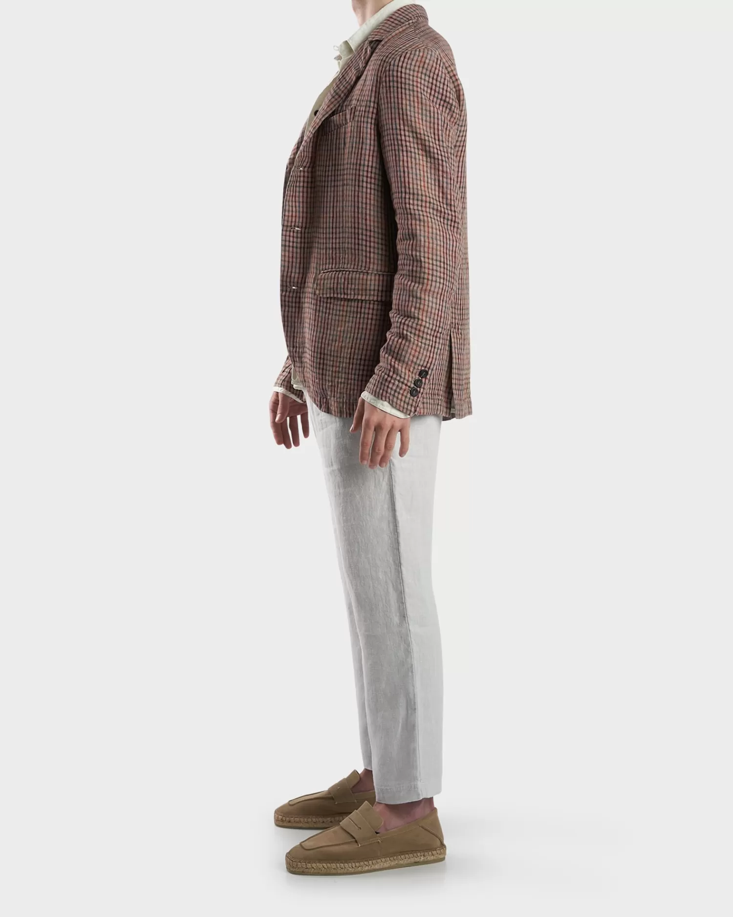 Hannes Roether Mauve Check Linen Jacket^ Coats And Jackets