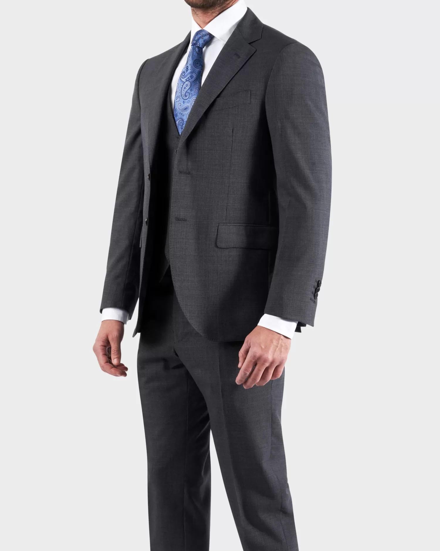 * Micro Houndstooth Check 3 Piece Suit^ Suiting