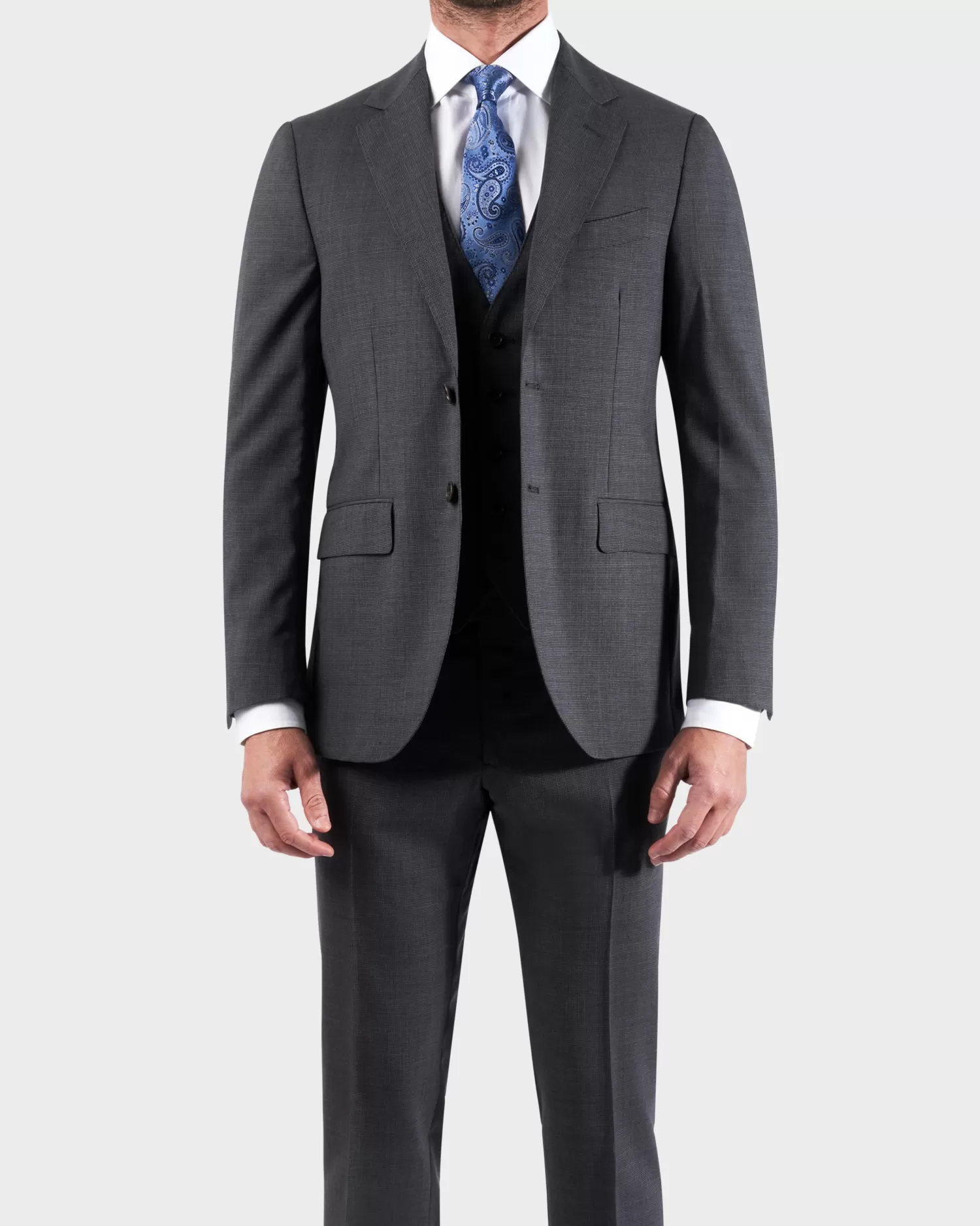 * Micro Houndstooth Check 3 Piece Suit^ Suiting