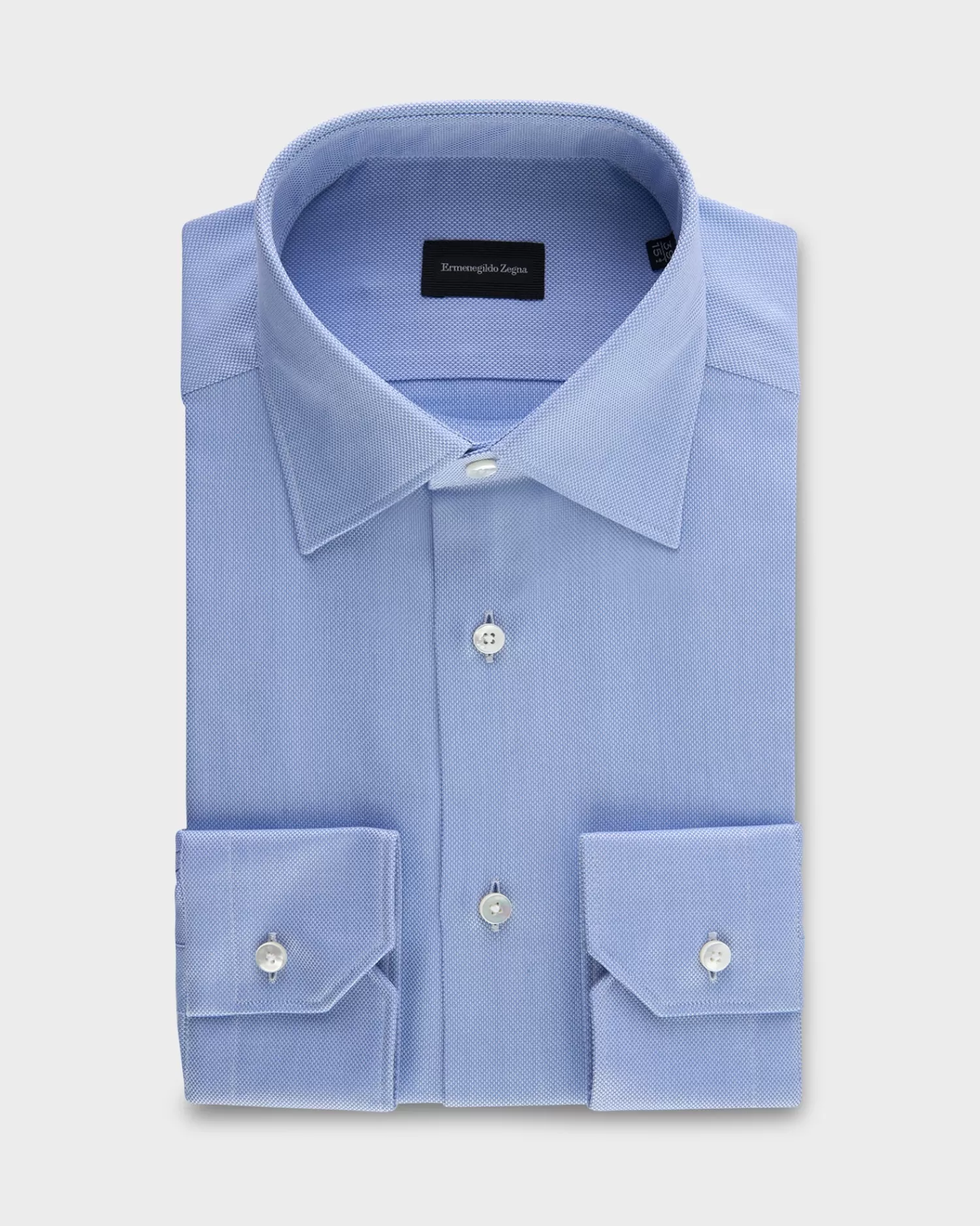 Ermenegildo Zegna Mid Blue Microtexture Cotton Shirt^ Business Shirts