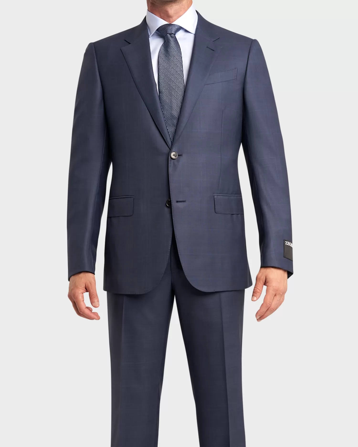 Zegna Mid Blue Windowpane Overcheck 15Milmil15 Wool Suit^ Suiting