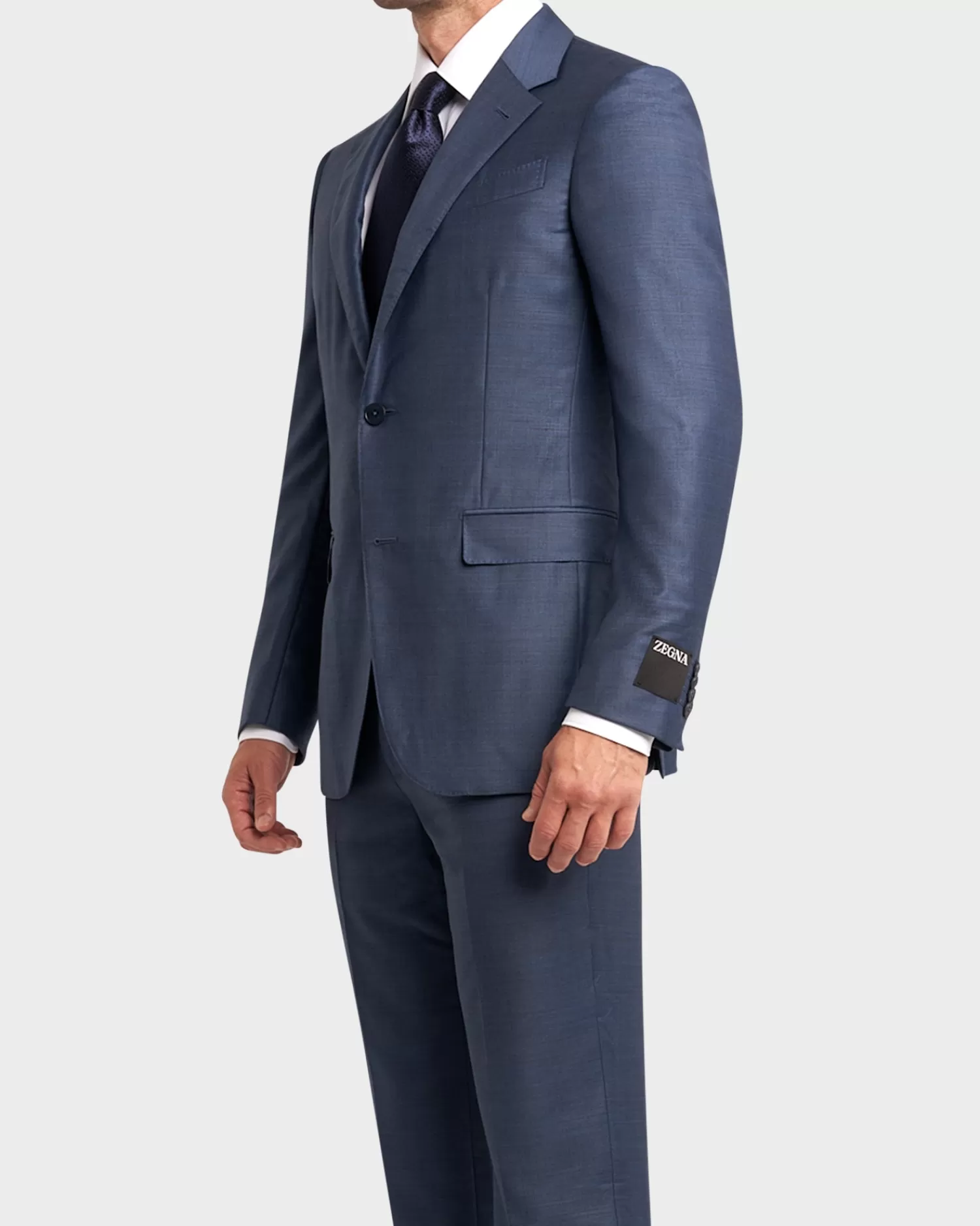 Zegna Mid Blue With Self Check Trofeo Wool Suit^ Suiting