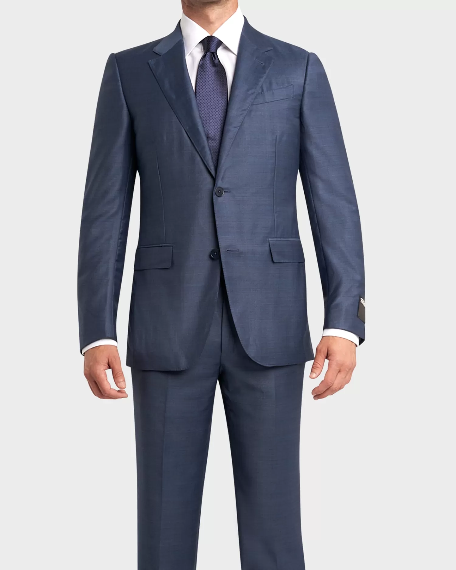 Zegna Mid Blue With Self Check Trofeo Wool Suit^ Suiting