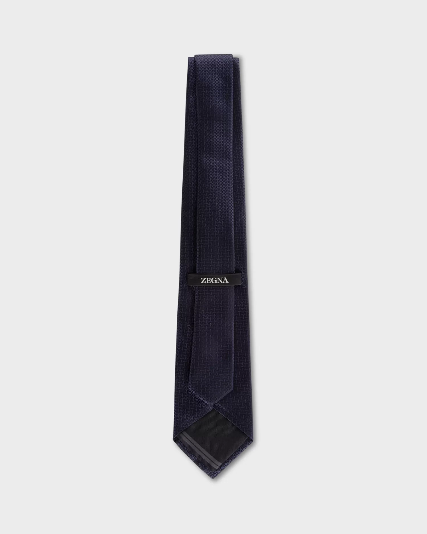 Zegna Midnight And Black Textured Pattern Tie^ Ties