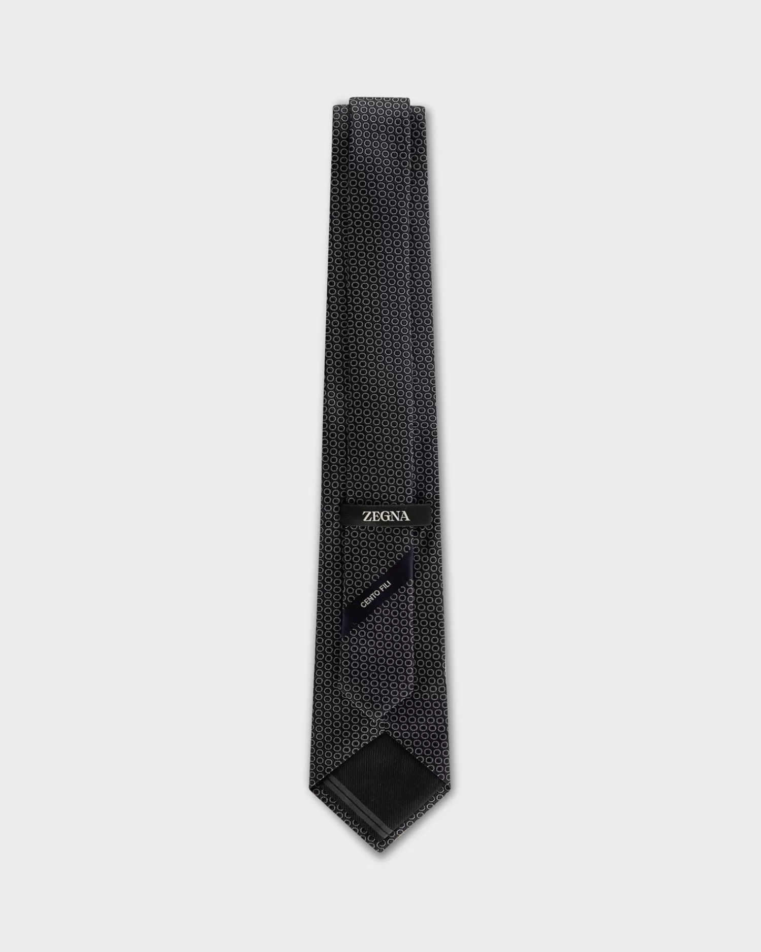 Zegna Midnight And White Circle Pattern Tie^ Ties