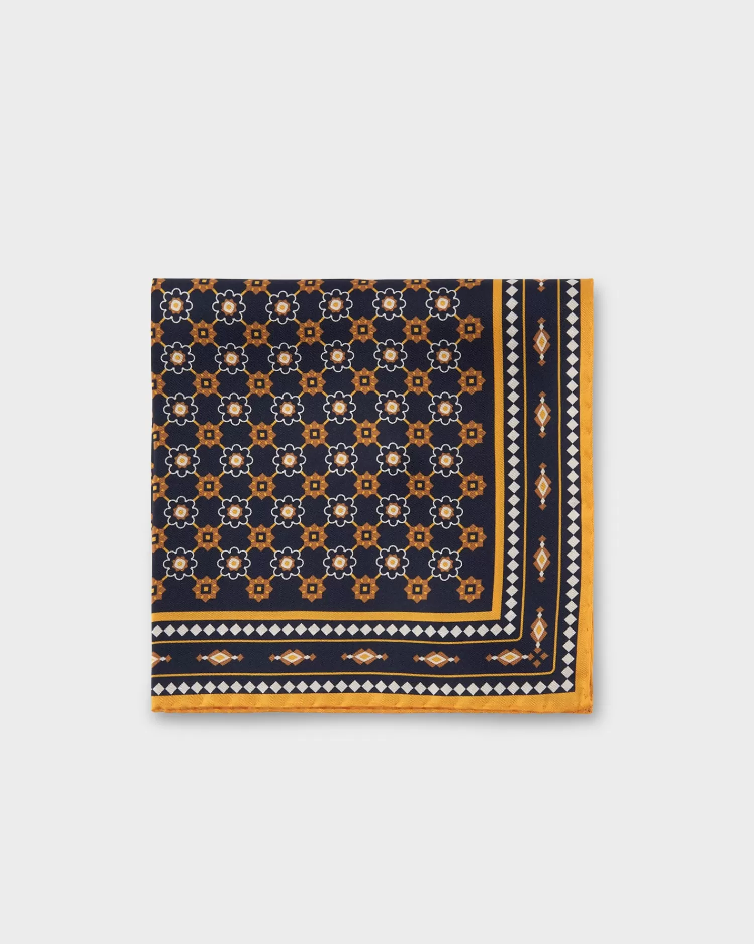 Altea Midnight And Yellow Floral Silk Pocket Square^ Pocket Squares