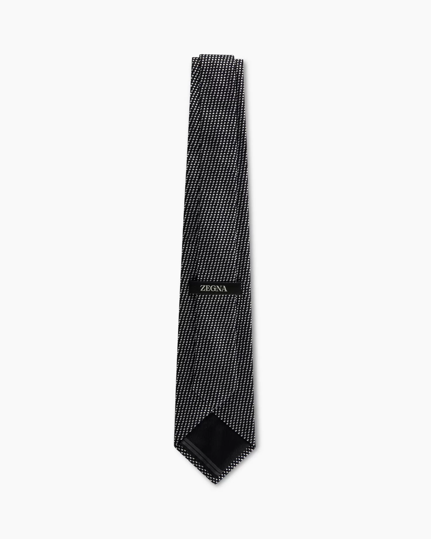 Zegna Midnight Black And White Spotty Patterned Tie^ Ties