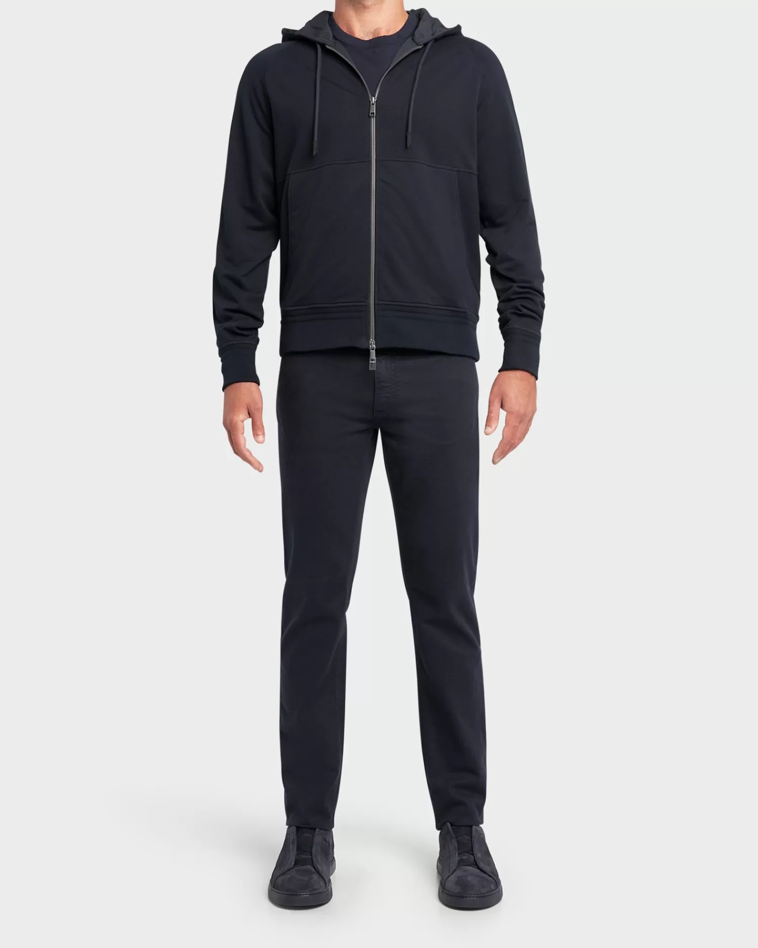 Zegna Midnight Blue Cotton Zipped Hoodie^ Sweatshirts And Hoodies