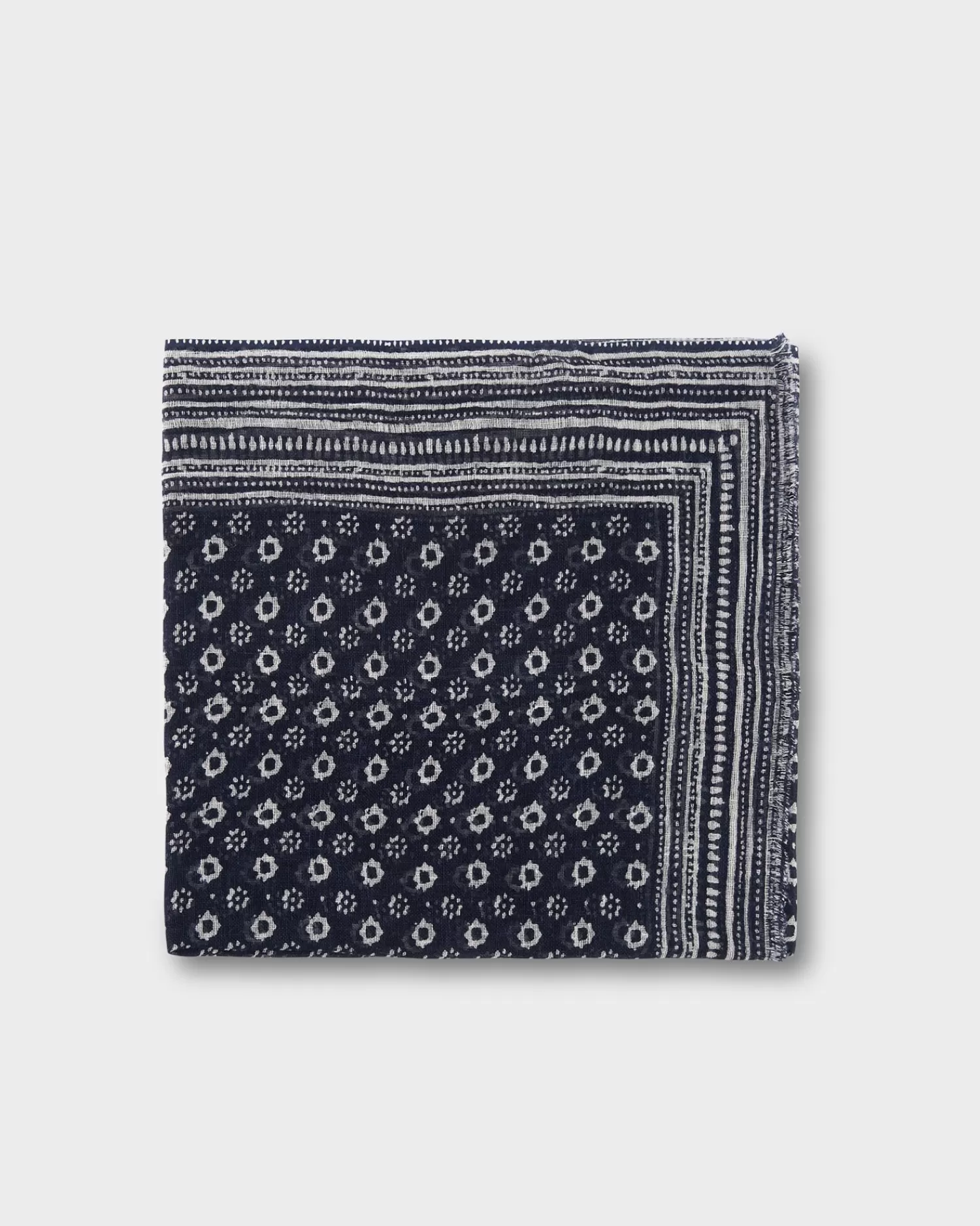 Altea Midnight Flower Pattern Frayed Edge Linen Scarf^ Scarves