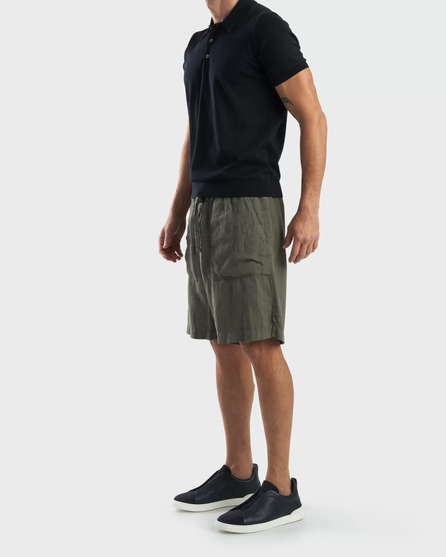 Z Zegna Military Green Linen Shorts^ Shorts