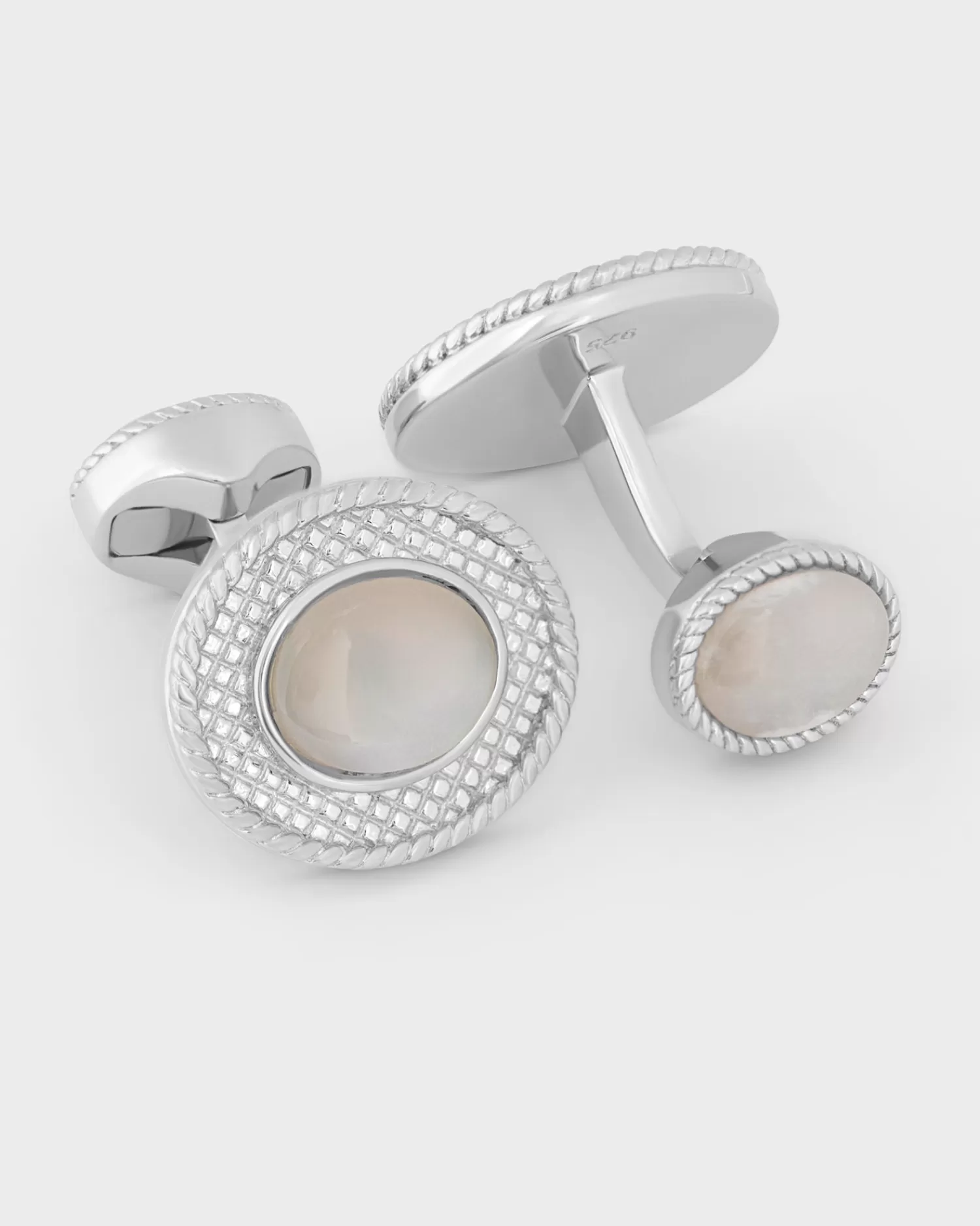 Tateossian Moonstone Sterling Silver Cable Oval Cufflinks^ Cufflinks