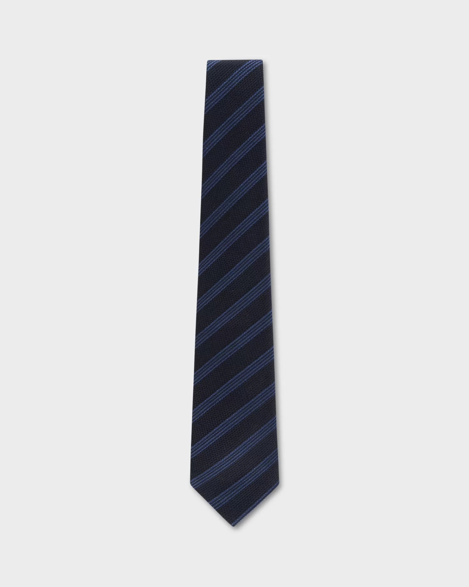 Zegna Navy And Blue Diagonal Stripes Silk Tie^ Ties