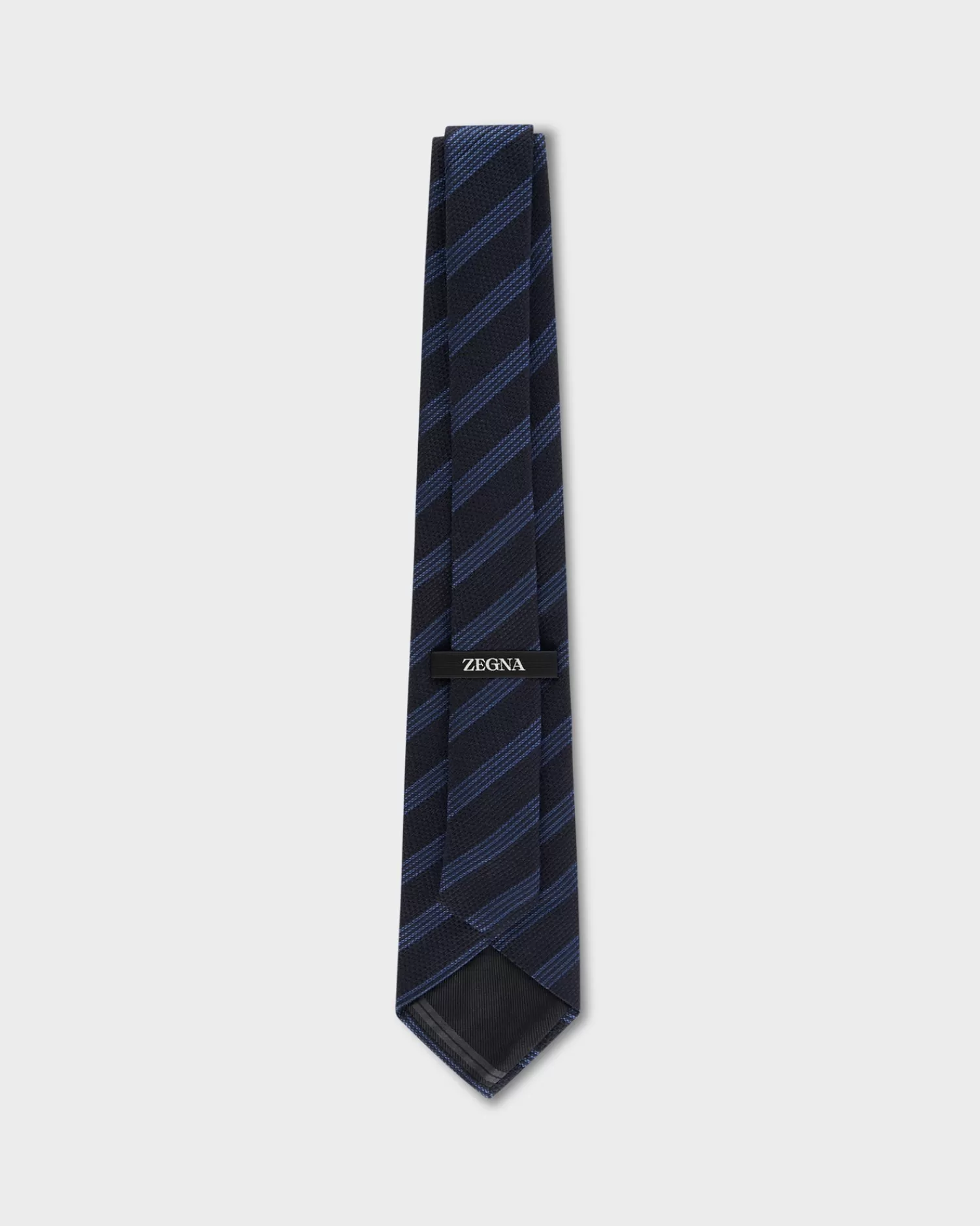 Zegna Navy And Blue Diagonal Stripes Silk Tie^ Ties