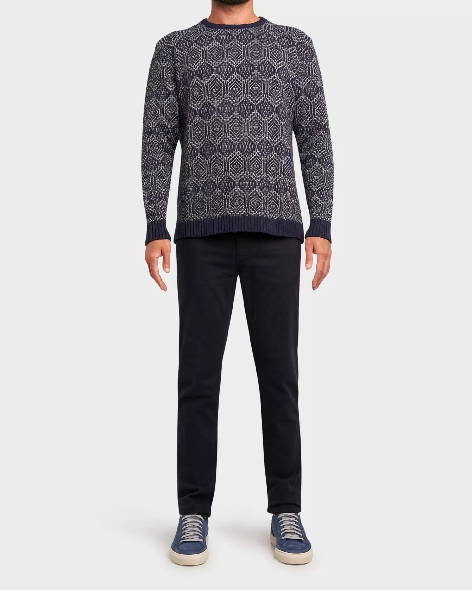 Crossley Navy And Grey Wool Blend Knit^ Sweatshirts And Hoodies