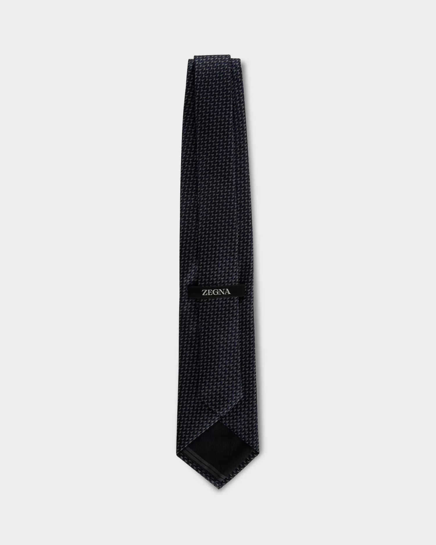 Zegna Navy Black And White Triangular Pattern Tie^ Ties