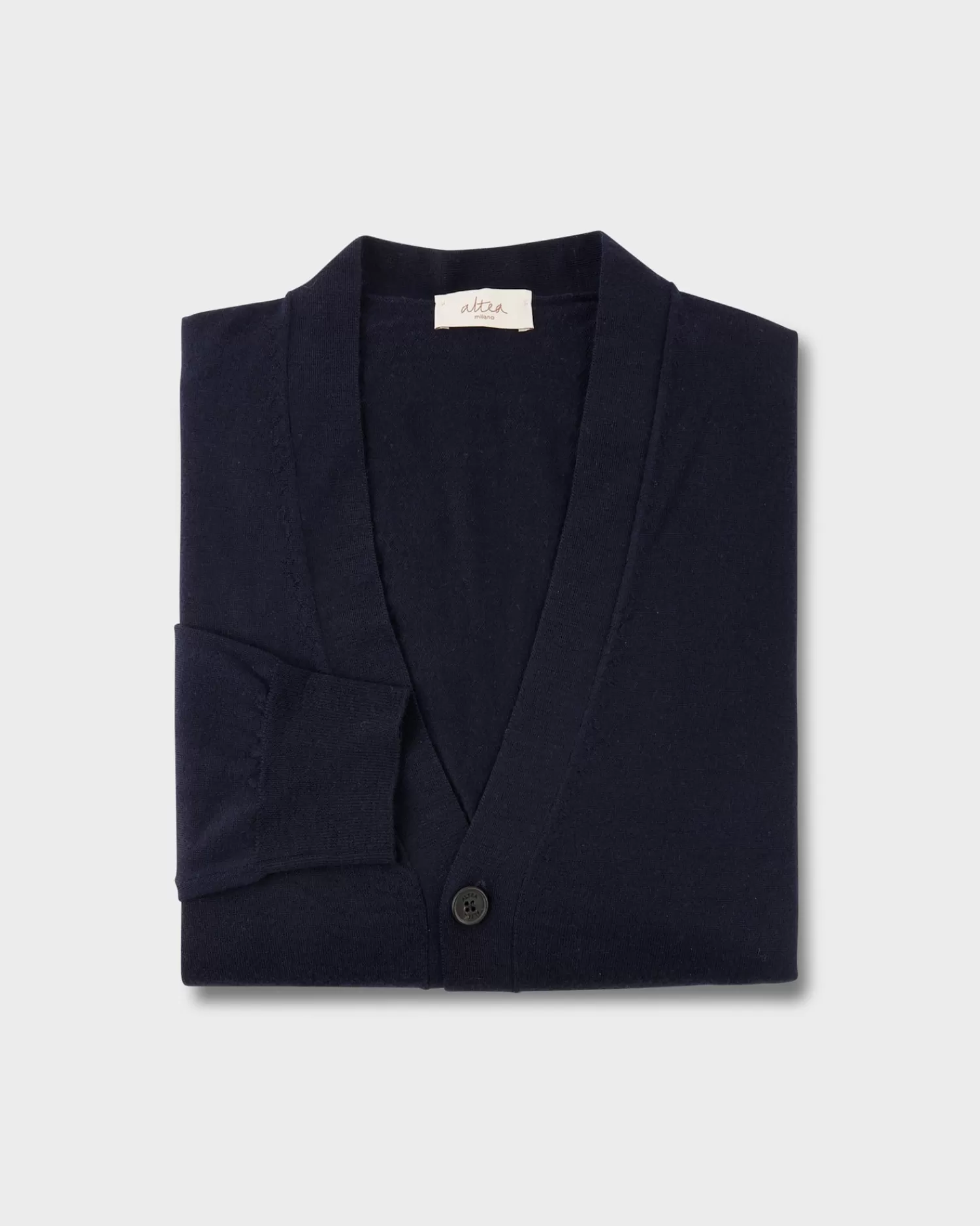 Altea Navy Blue Extrafine Merino Button Up Cardigan^ Knitwear