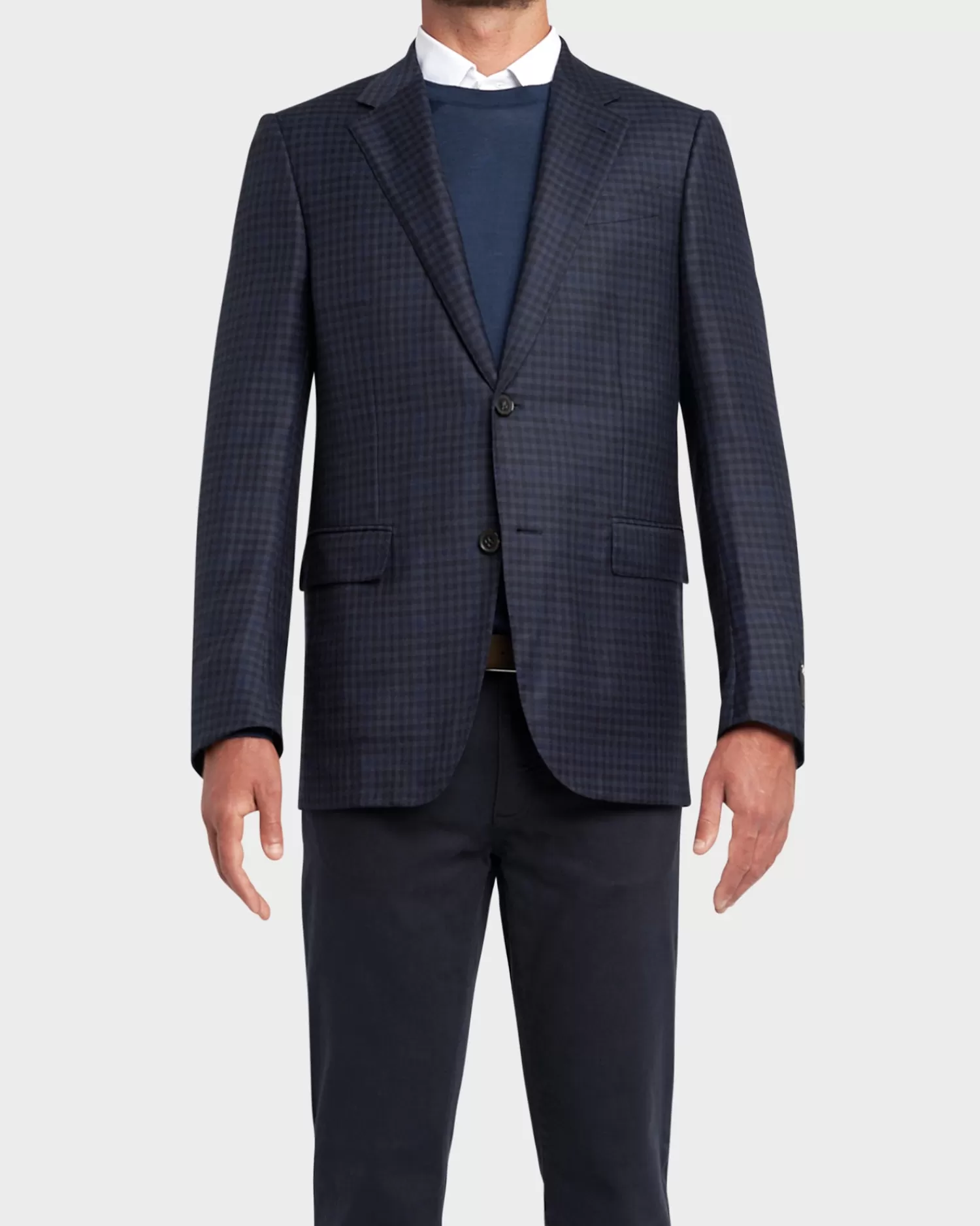 Zegna Navy Check Wool Silk Sports Jacket^ Sports Jackets