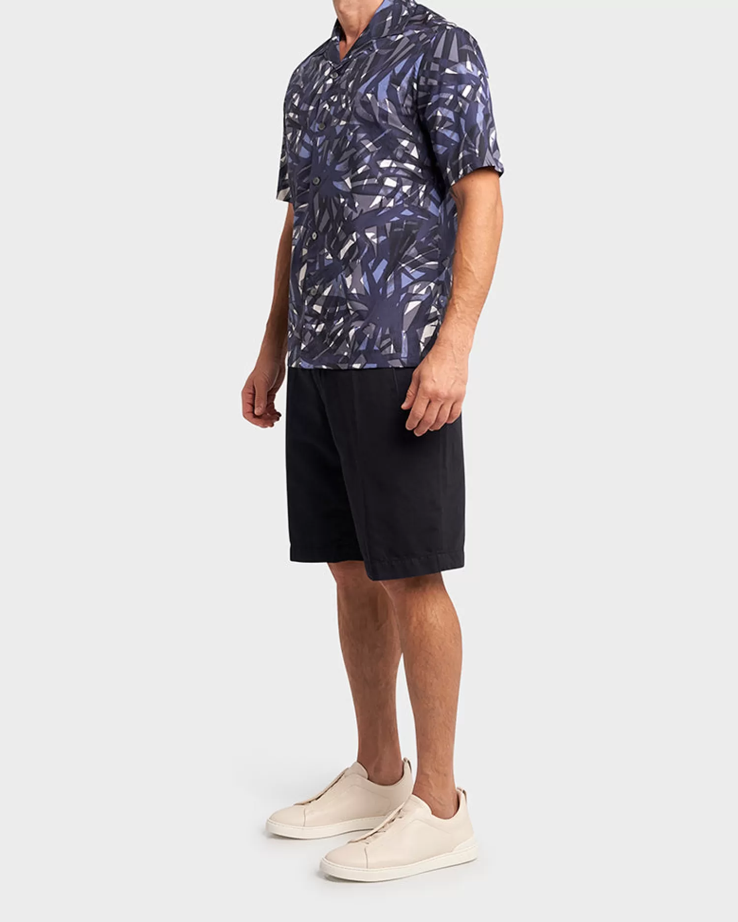 Zegna Navy Palm Print Cotton Shirt^ Shorts