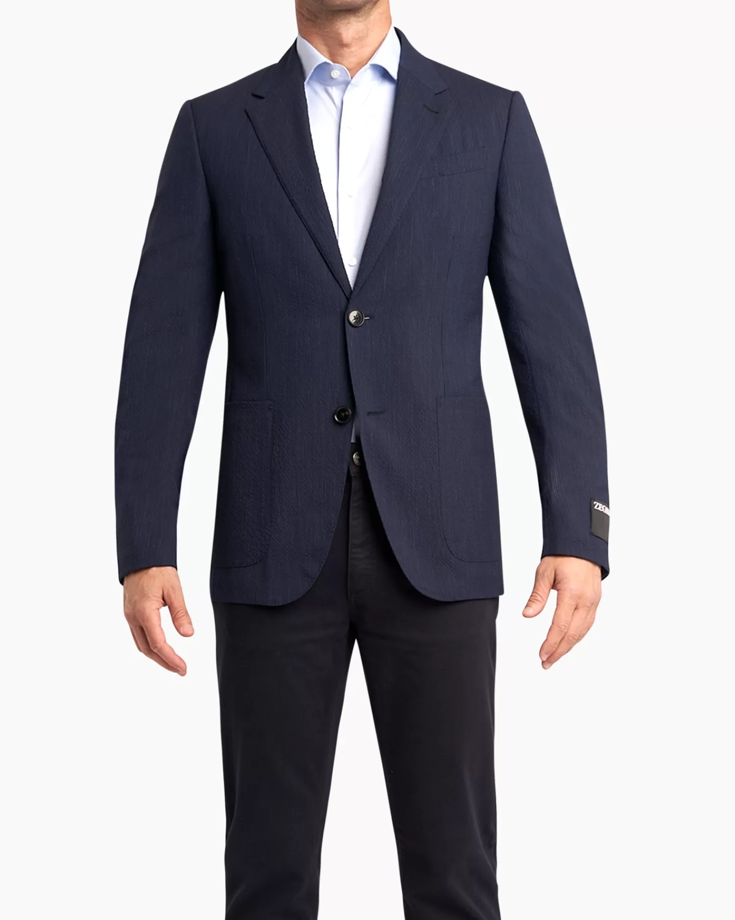 Zegna Navy Self Stripe Seersucker Sports Jacket^ Sports Jackets