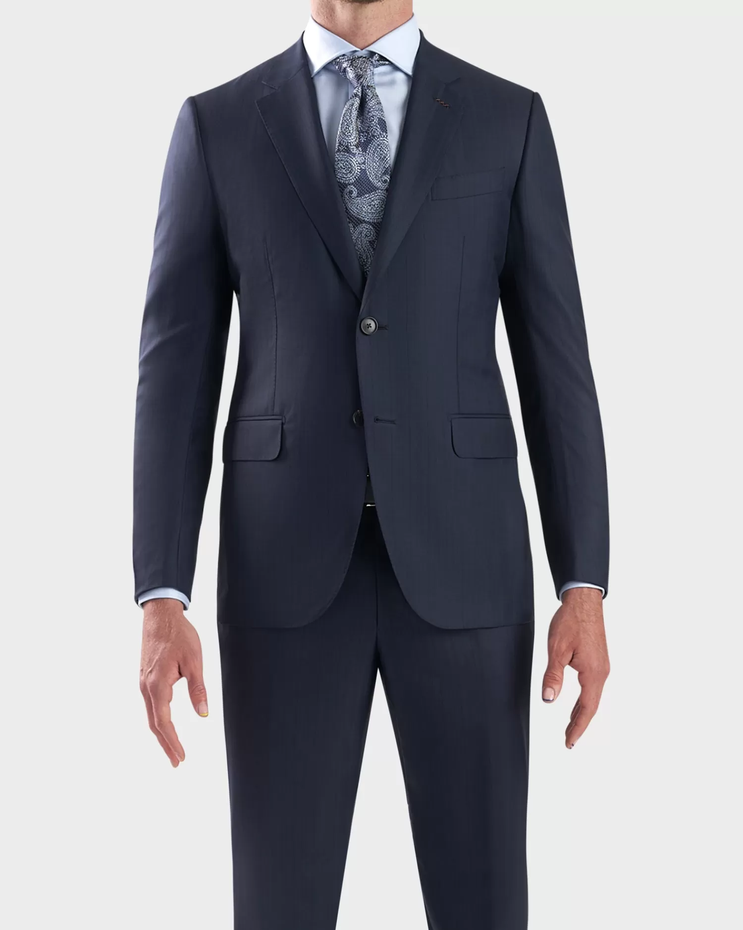 Ermenegildo Zegna Couture Navy Self Stripe Wool Silk Couture Suit^ Suiting