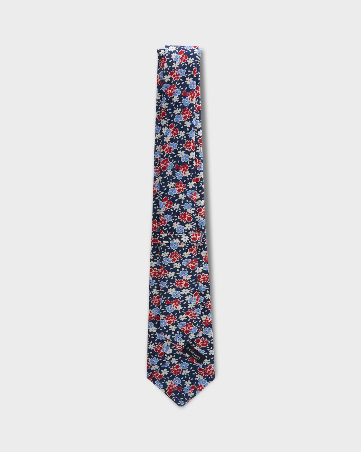 Kiton Navy With Red And White Flower Pattern Silk Tie^ Ties