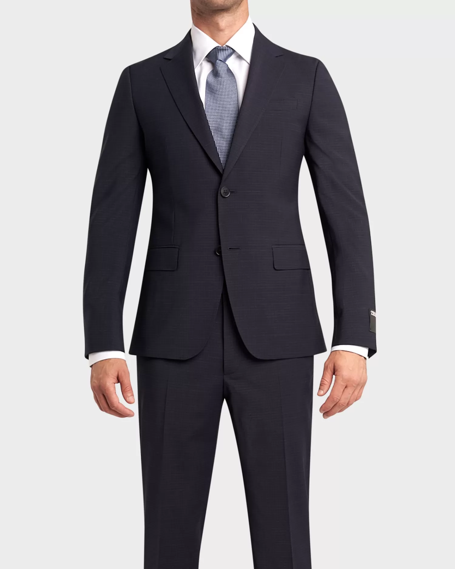 Zegna Navy With Self Check Pattern Drop 8 Suit^ Suiting