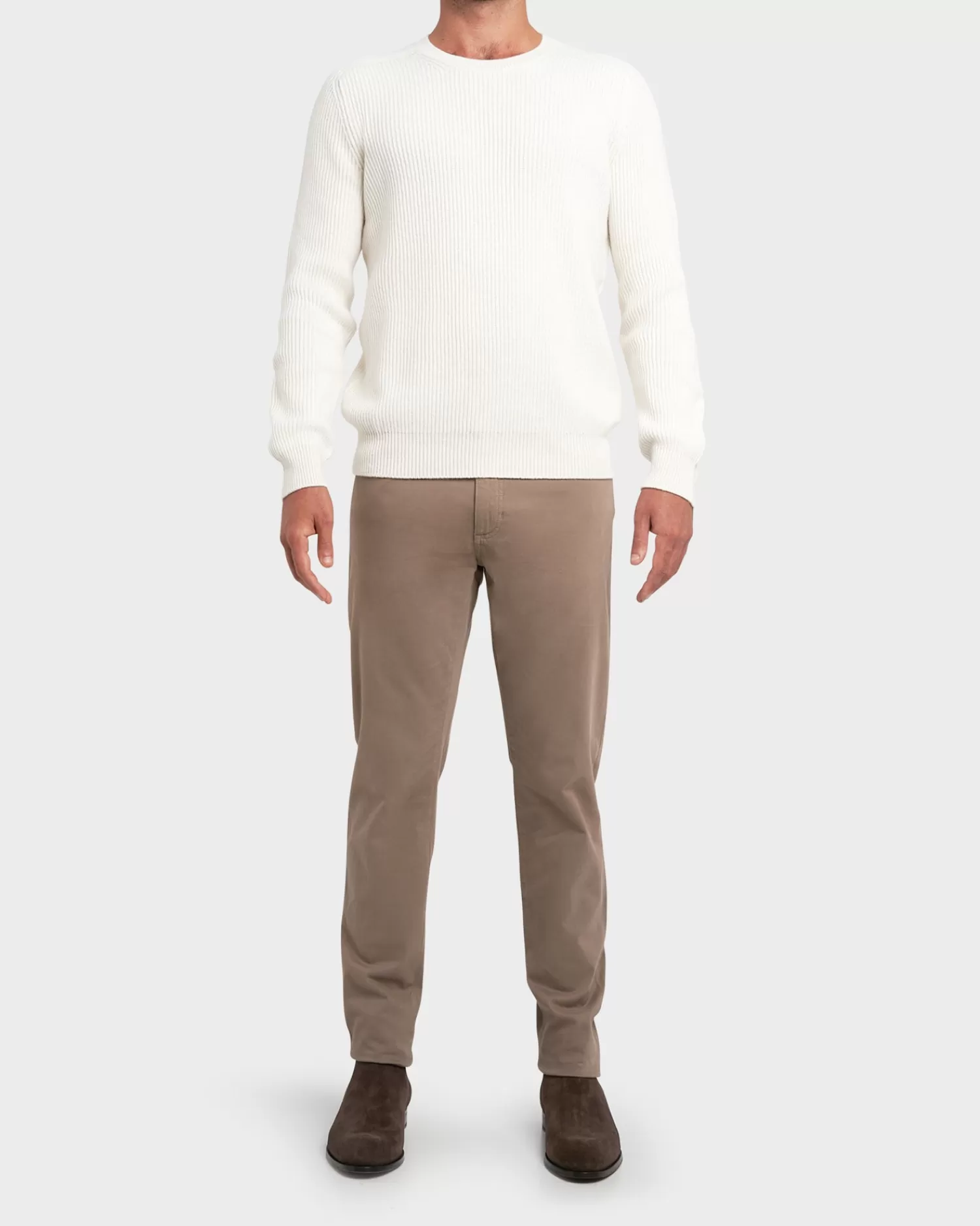 Gran Sasso Off-White Ribbed Cashmere Sweater^ Knitwear