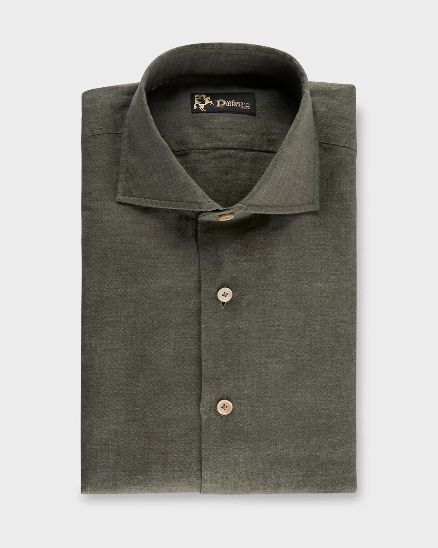 * Olive Washed Linen Shirt^ Casual Shirts